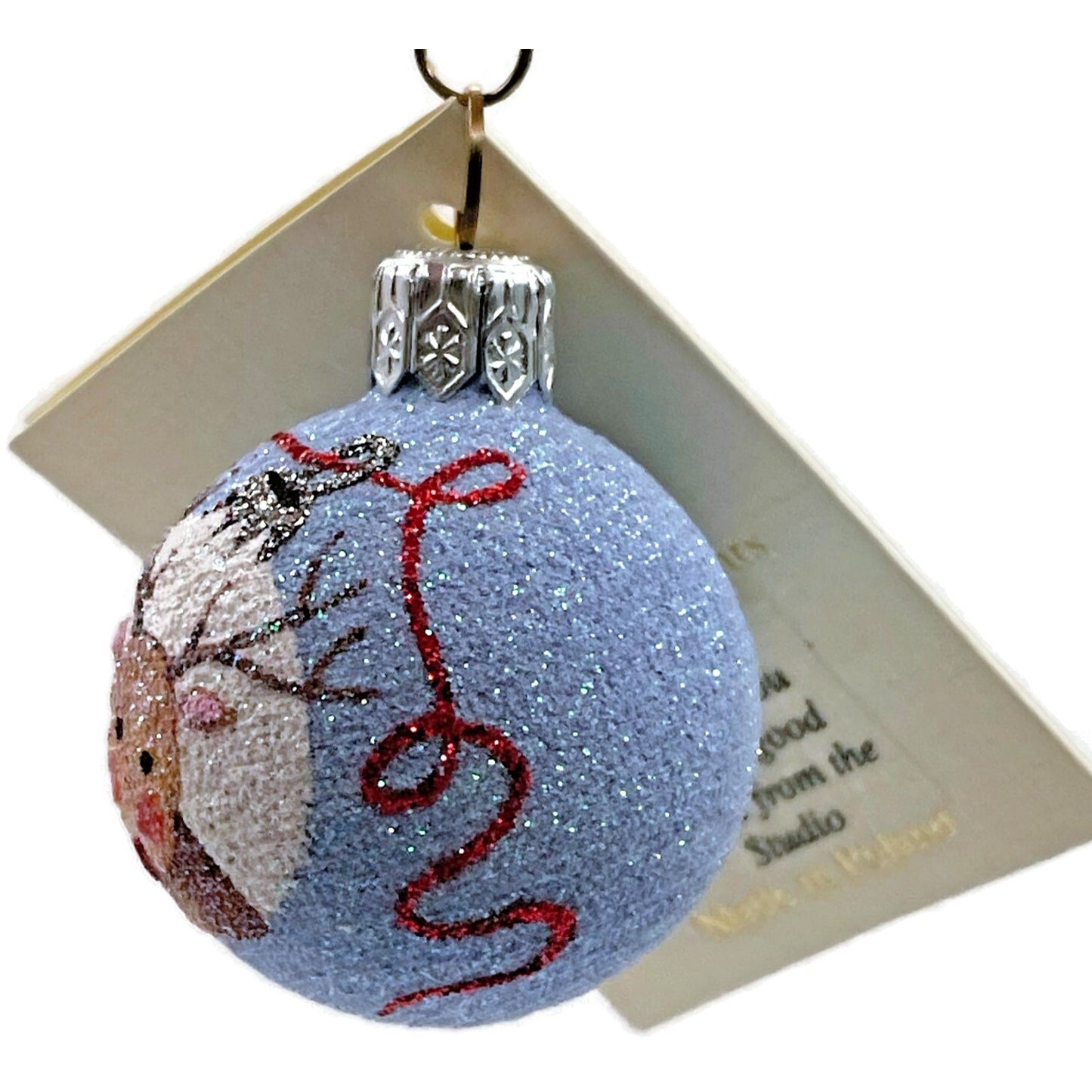 Patricia Breen Studio Gift Ball Blue Reindeer Christmas Tree Decor Ornament