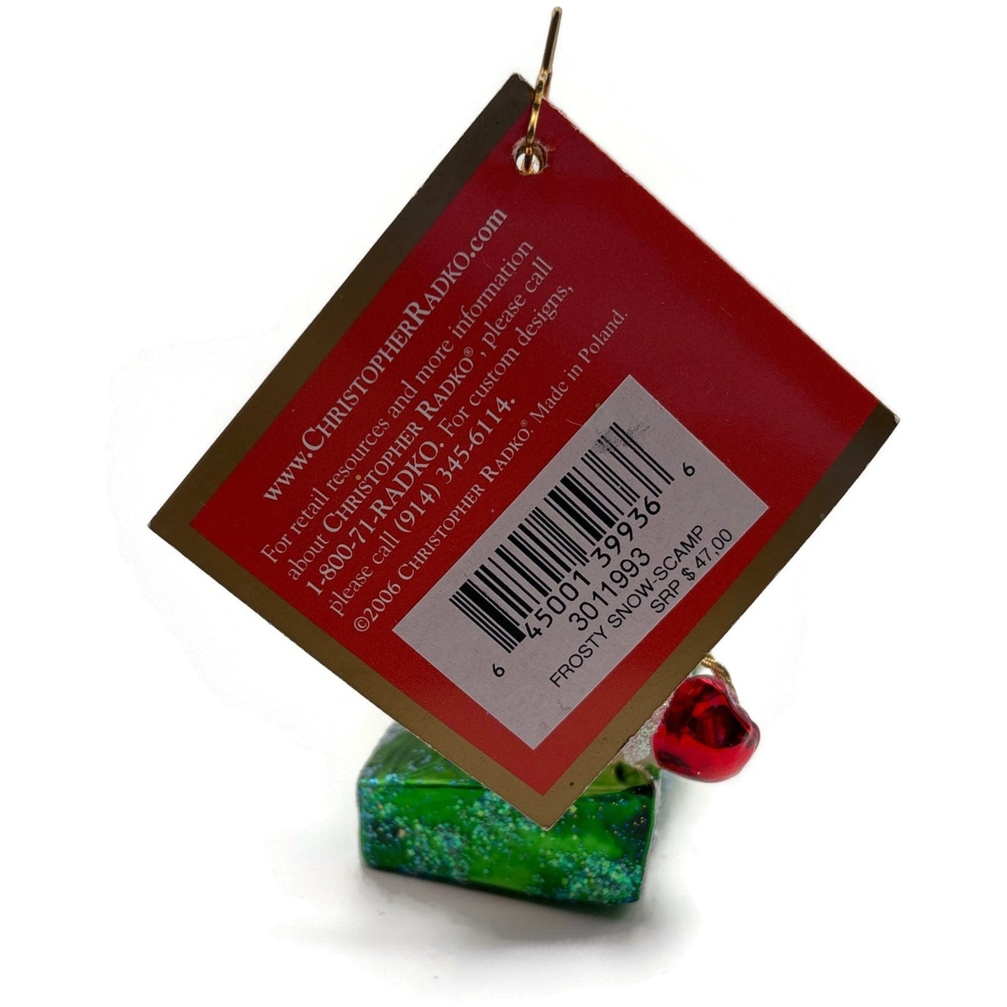 Christopher Radko Frosty Snow Scamp Snowman Glass Christmas Ornament 3011993