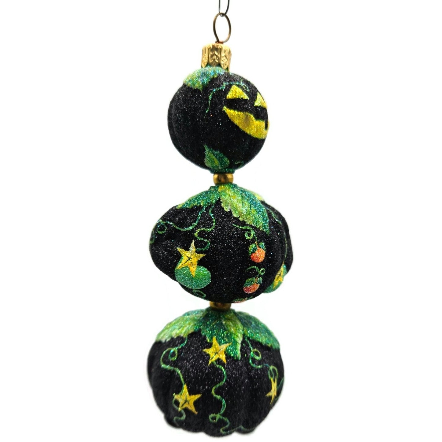 Patricia Breen Kinetic Pumpkinman Black Halloween Christmas Glittered Ornament