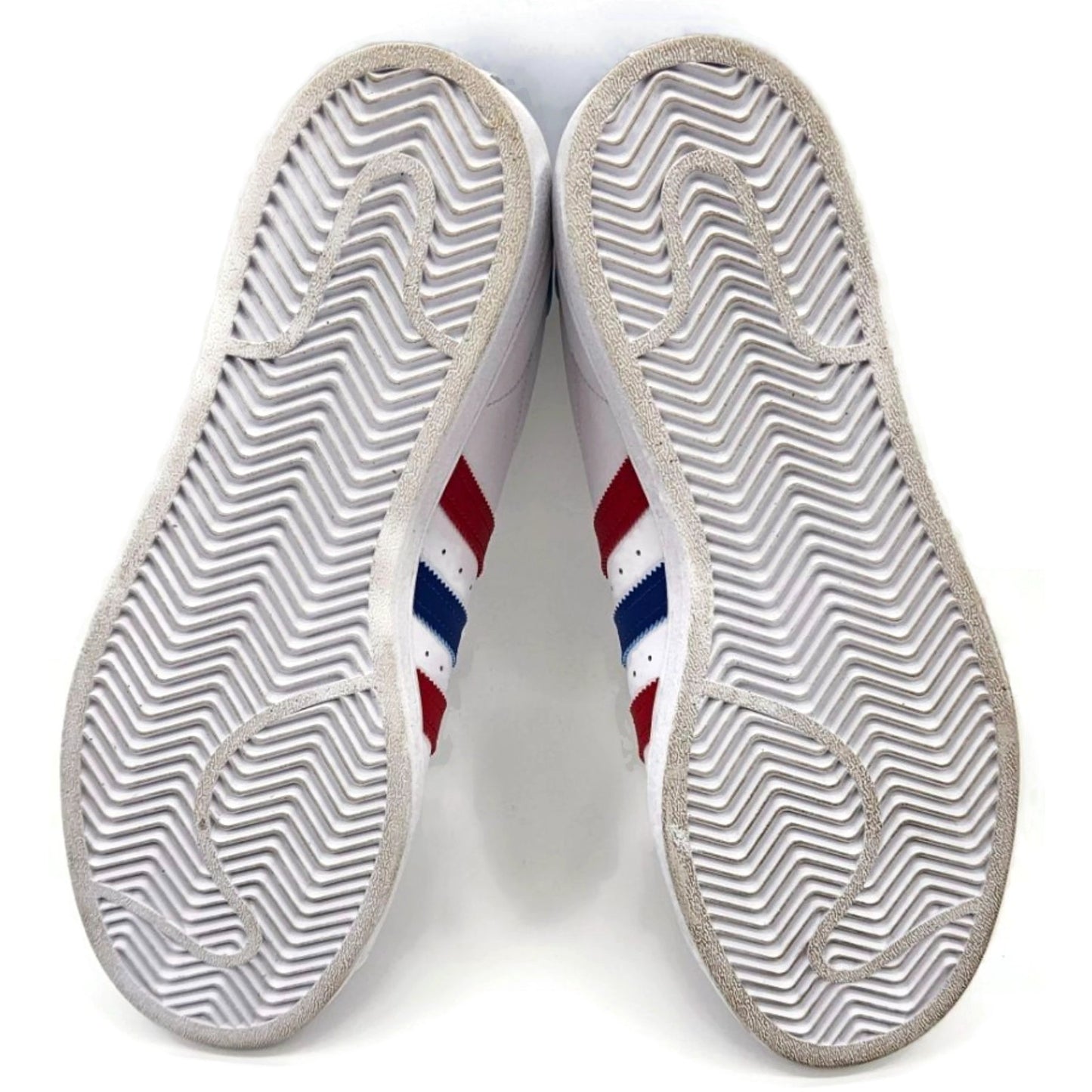 Adidas Superstar White Red Blue Stripe Shoes Ladies Size 9 Shell Toe AC7162