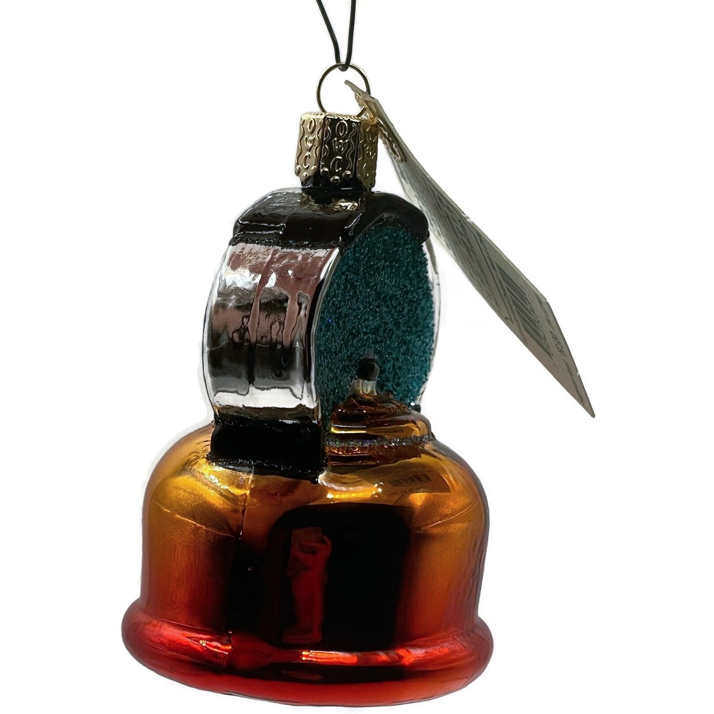 Tea Kettle Ornament Glittered Red Blue OWC Old World Christmas Tree Decor