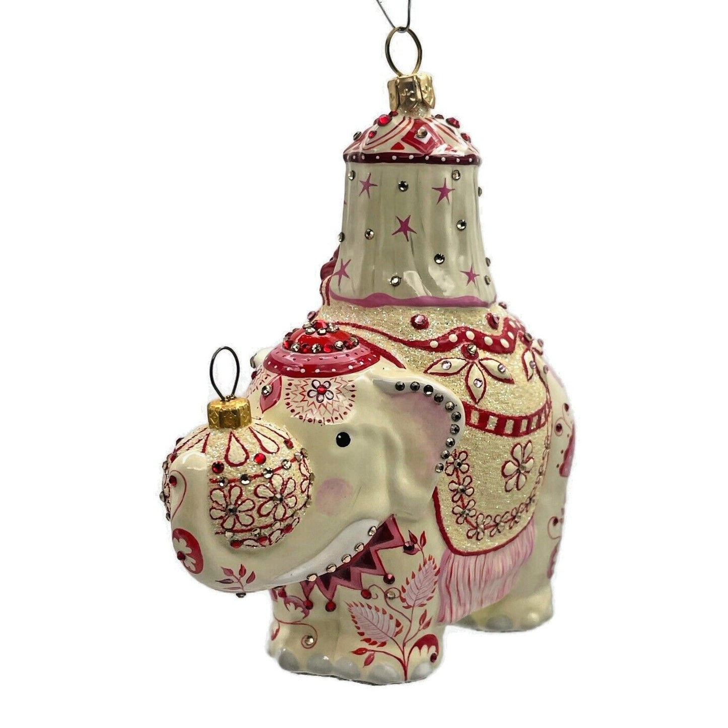 Patricia Breen Majestic Santa Chinoiserie Red Elephant Christmas Tree Ornament