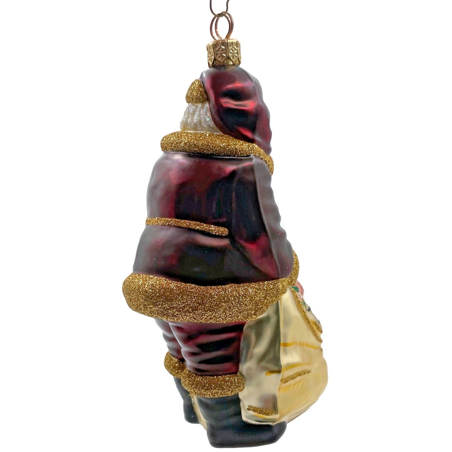 Patricia Breen Santa Claus Bordeaux Gold Holly Presents Christmas Tree Ornament
