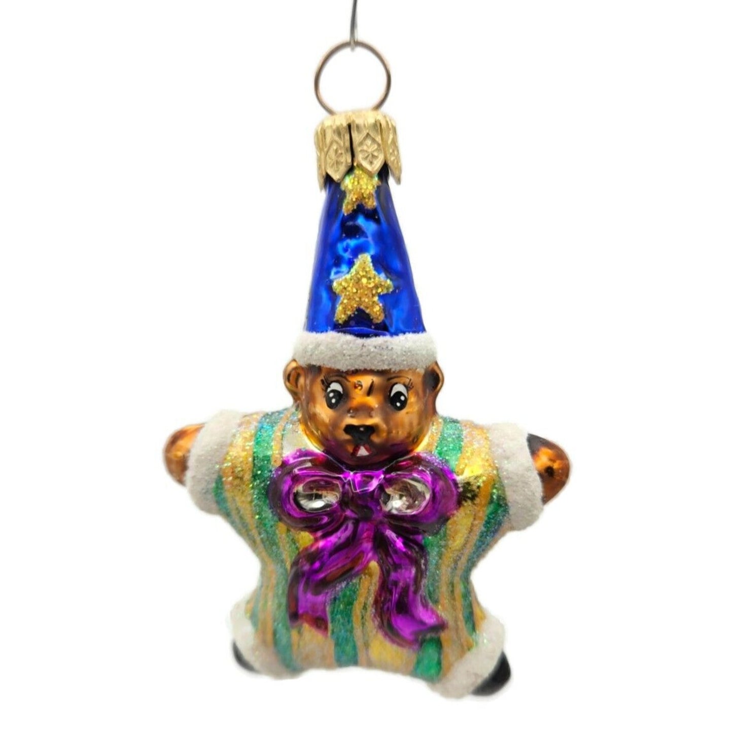 Christopher Radko Star Bear Gem Striped Glass Christmas Tree Ornament 99-951-0