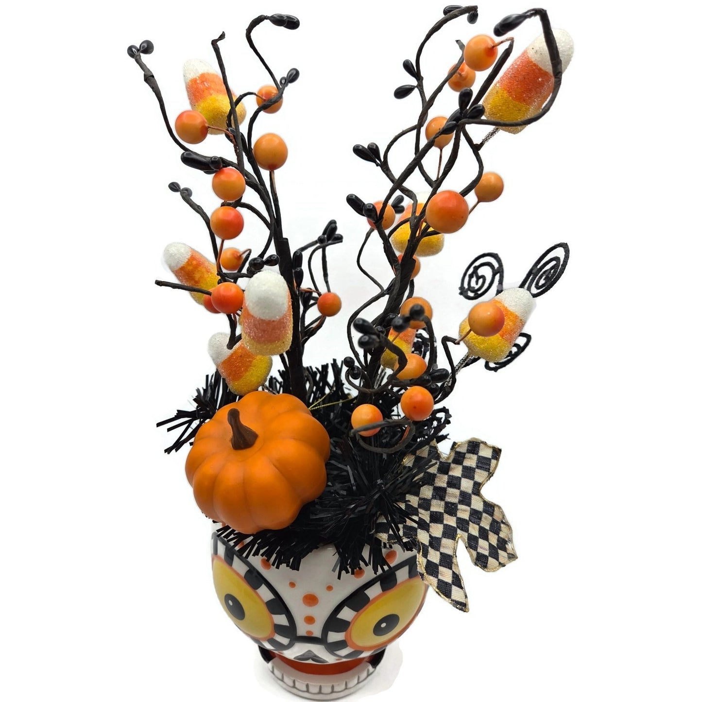 Mackenzie Childs Boo Arrangement Halloween Candy Corn Pumpkin Skull Figurine