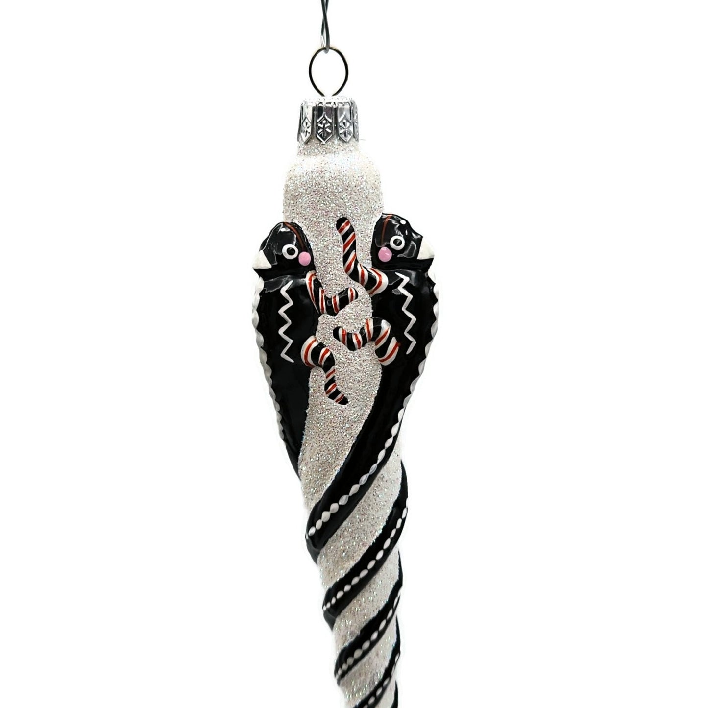 Patricia Breen Chameleon Icicle Black Blown Glass Christmas Holiday Ornament