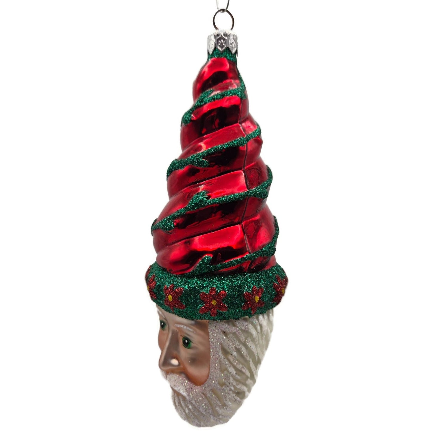 Patricia Breen Goslar Santa Claus Red Shiny Poinsettia Spring Christmas Ornament