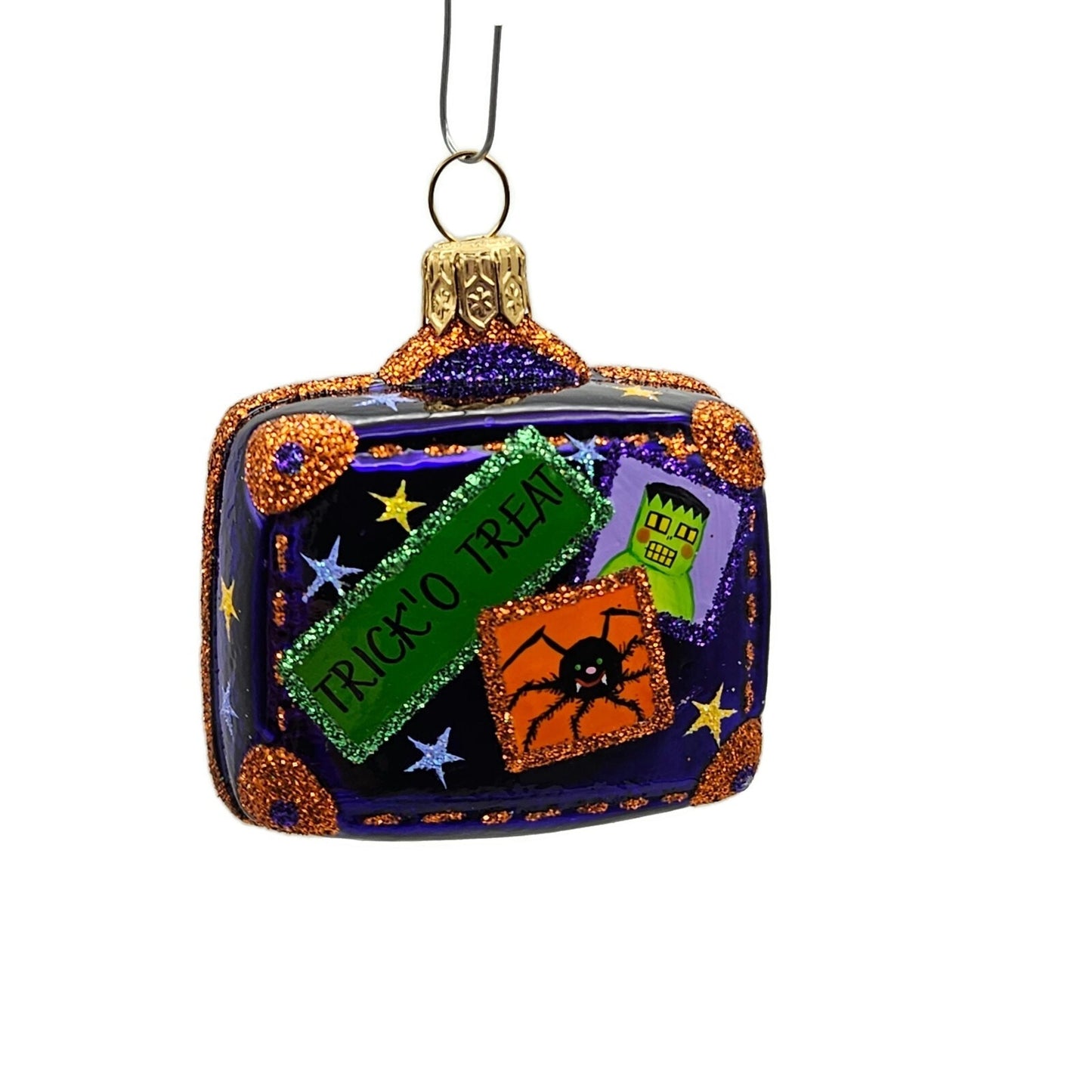 Patricia Breen Miniature Valise Halloween Purple Bats Christmas Tree Ornament