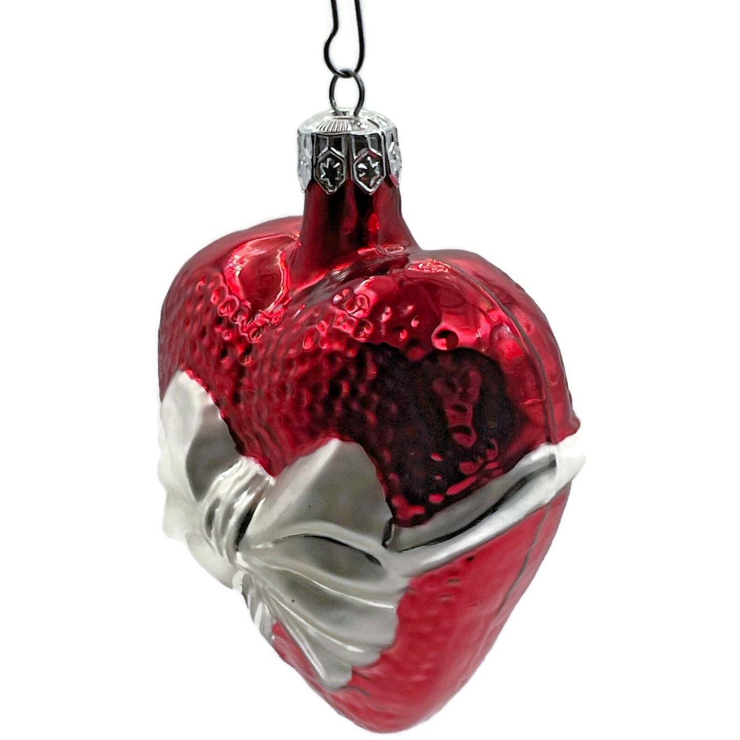 Christopher Radko Ornament Red Sweetheart Love Romance Silver Bow Valentines