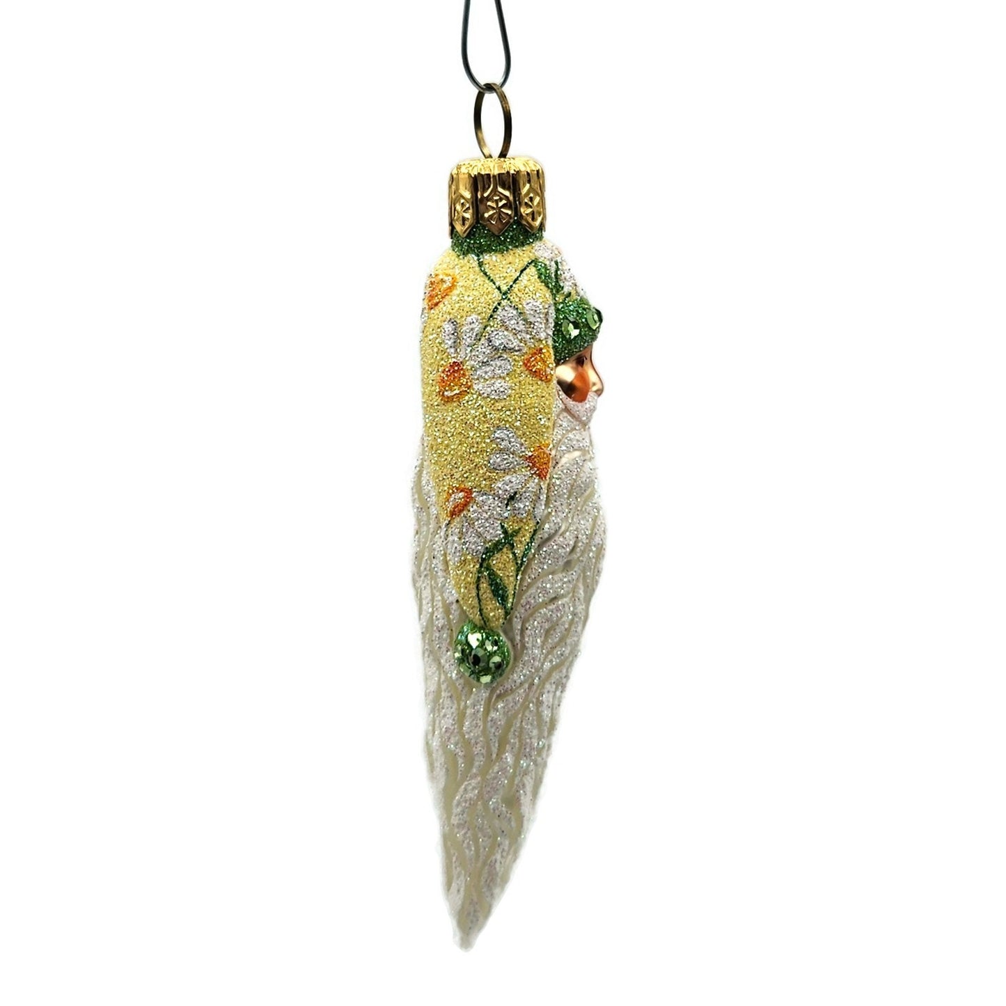 Patricia Breen Stocking Cap Santa Head Daisies Spring Christmas Tree Ornament