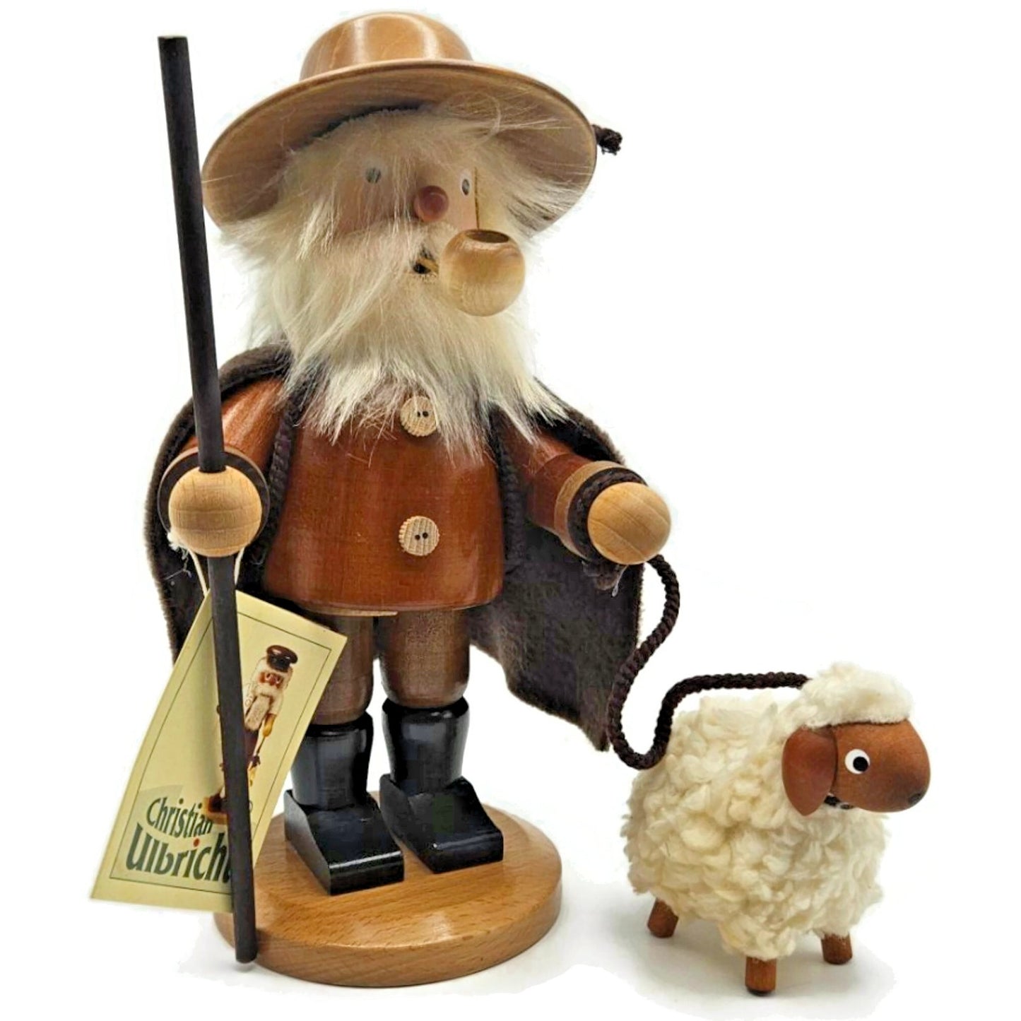 Christian Ulbricht Natural Shepherd Santa Smoker Incense Burner Christmas Decor