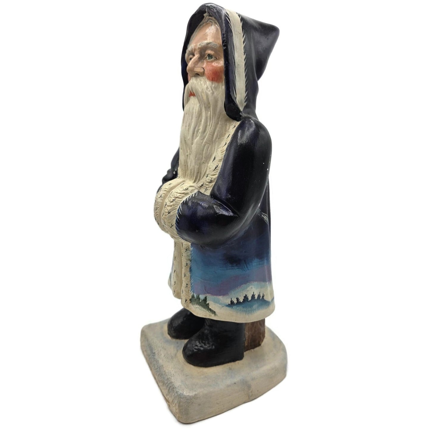Vaillancourt Blue Father Christmas Banquet Ice Cream Mould Chalkware Figurine
