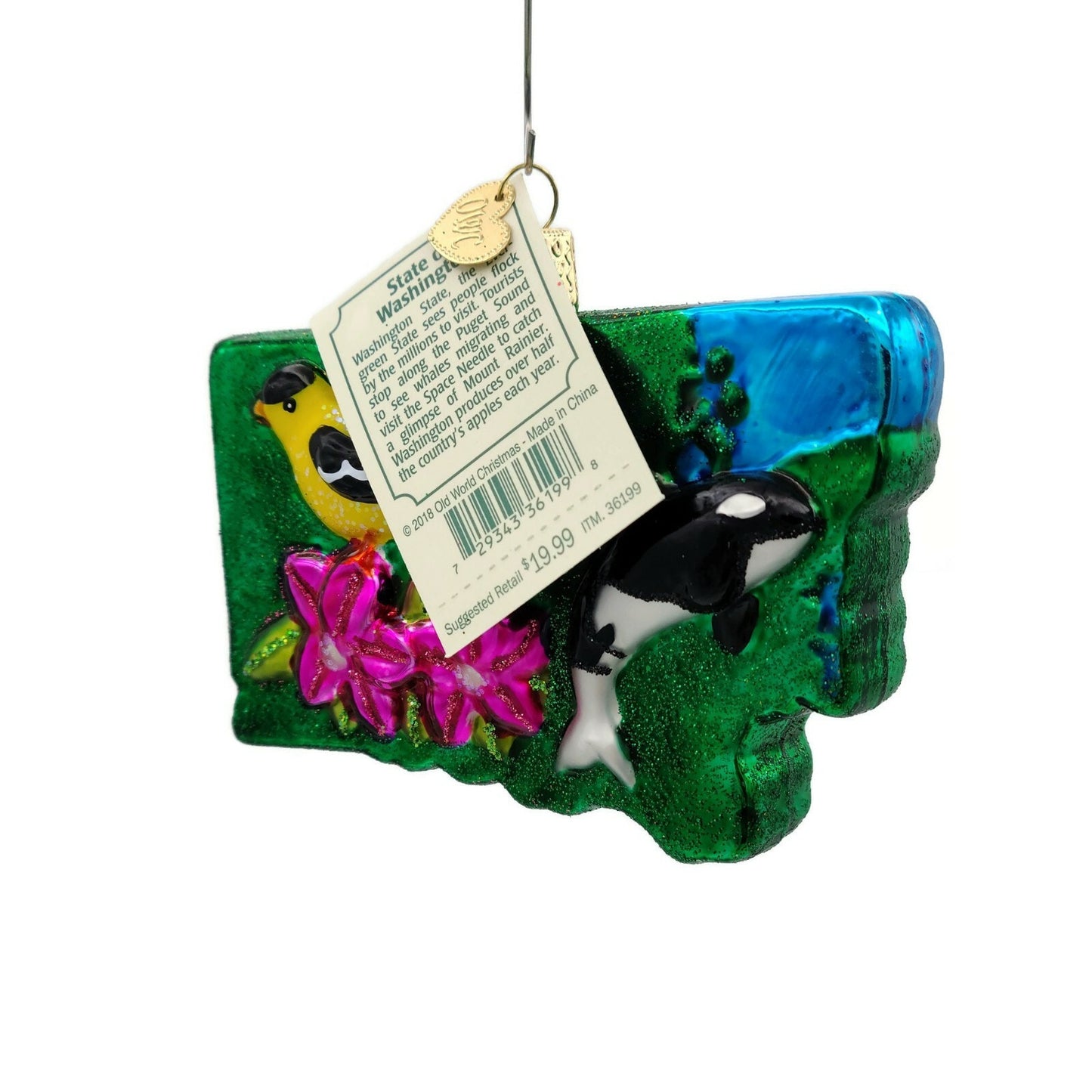 State of Washington Evergreen State Space Needle Old World Christmas Ornament