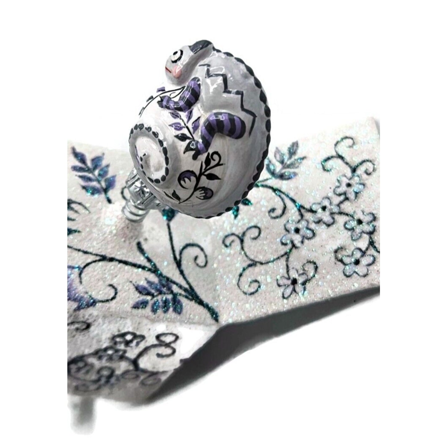 Patricia Breen Pop Goes the Chameleon Chinoiserie Violet Clip On Spring Ornament