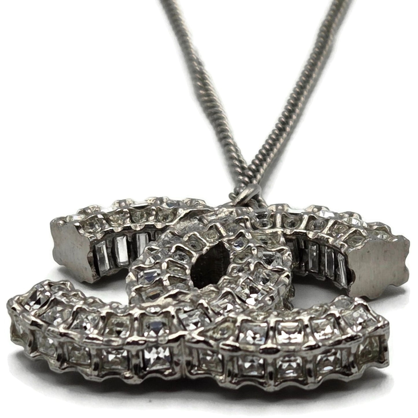 Chanel Crystal CC Logo Pendant Necklace Chanel France Vintage Fashion Jewelry