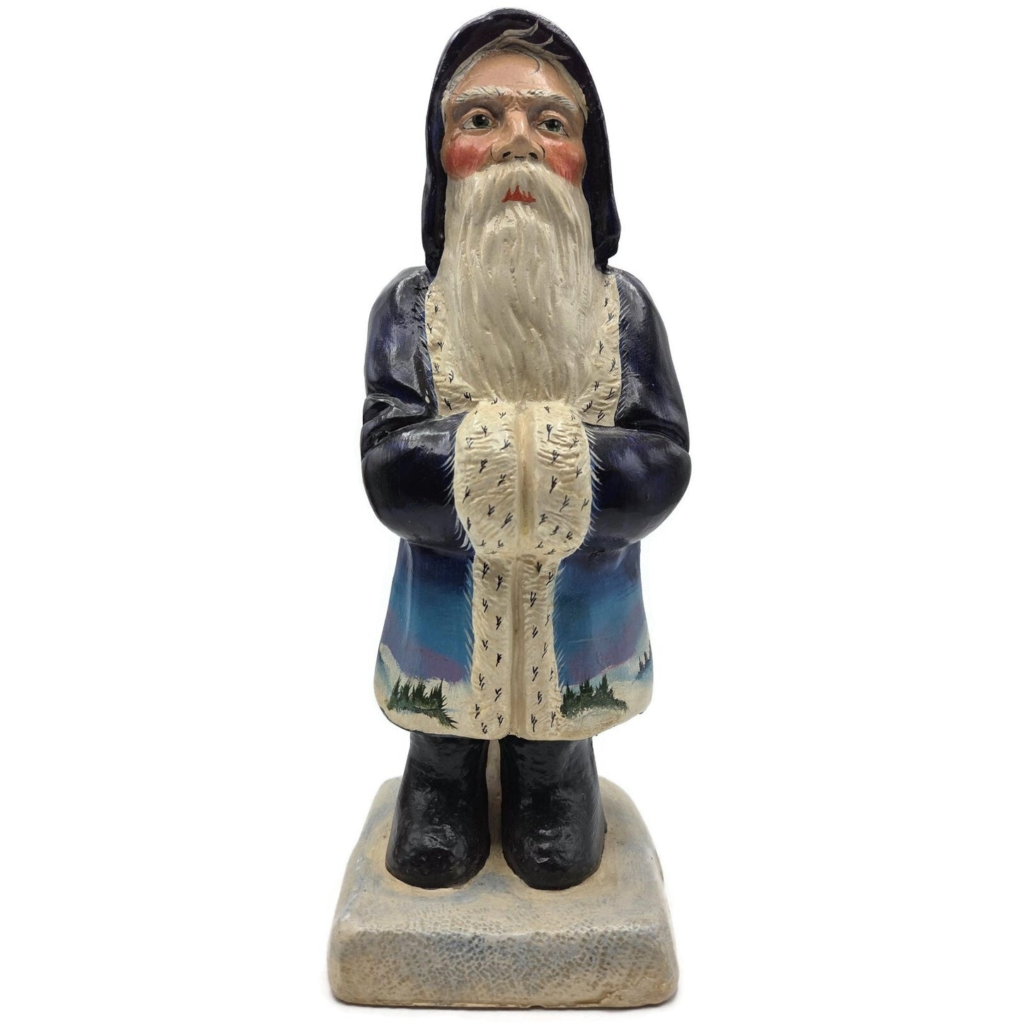 Vaillancourt Blue Father Christmas Banquet Ice Cream Mould Chalkware Figurine