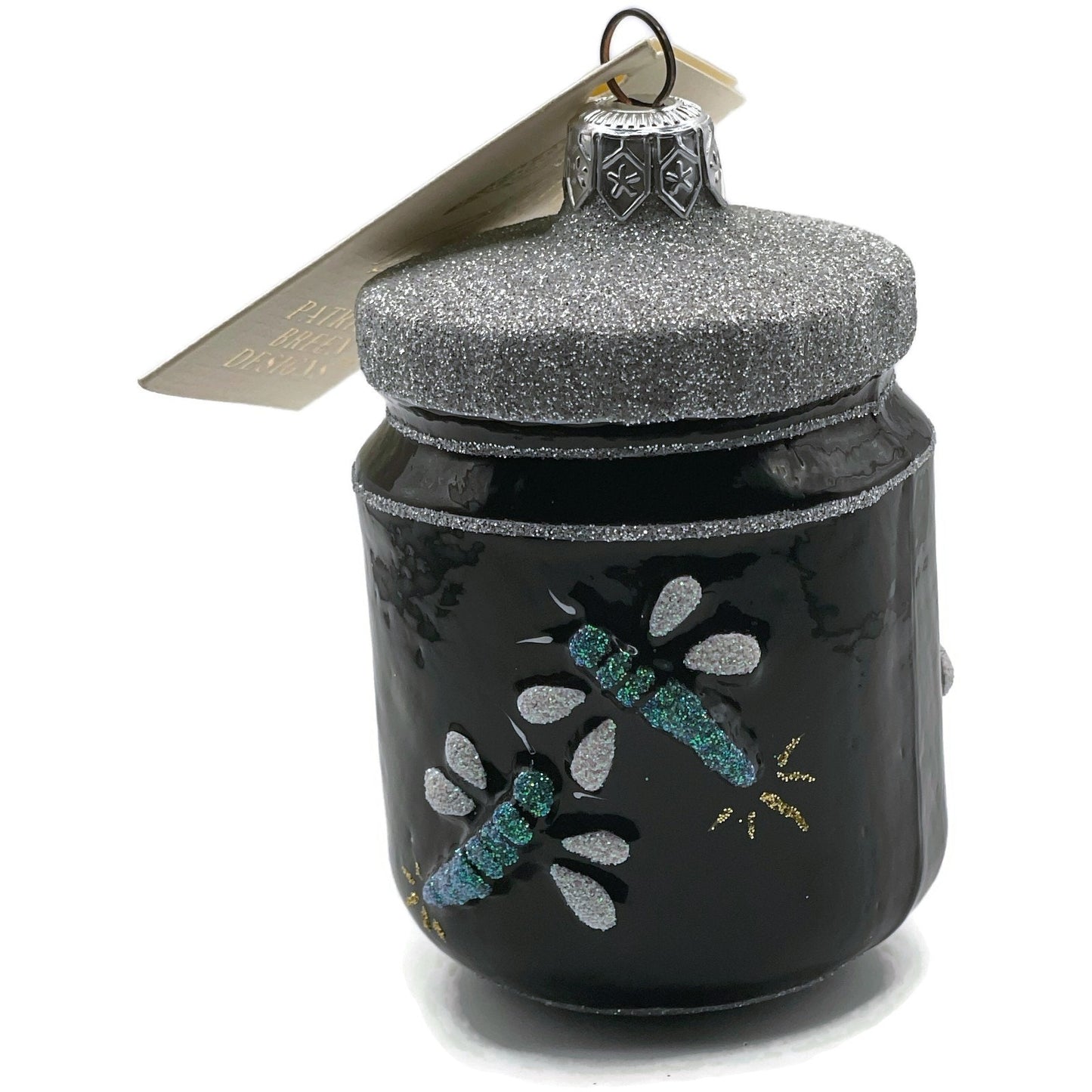 Patricia Breen Firefly Jar Black Bugs Silver Rim Spring Christmas Tree Ornament