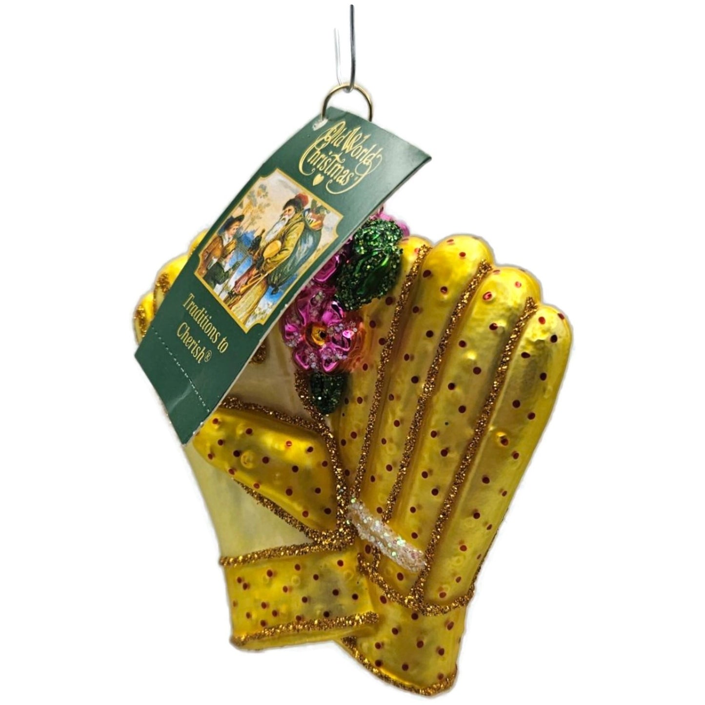 OWC Gardening Gloves Yellow Flowers Planting Old World Christmas Spring Ornament