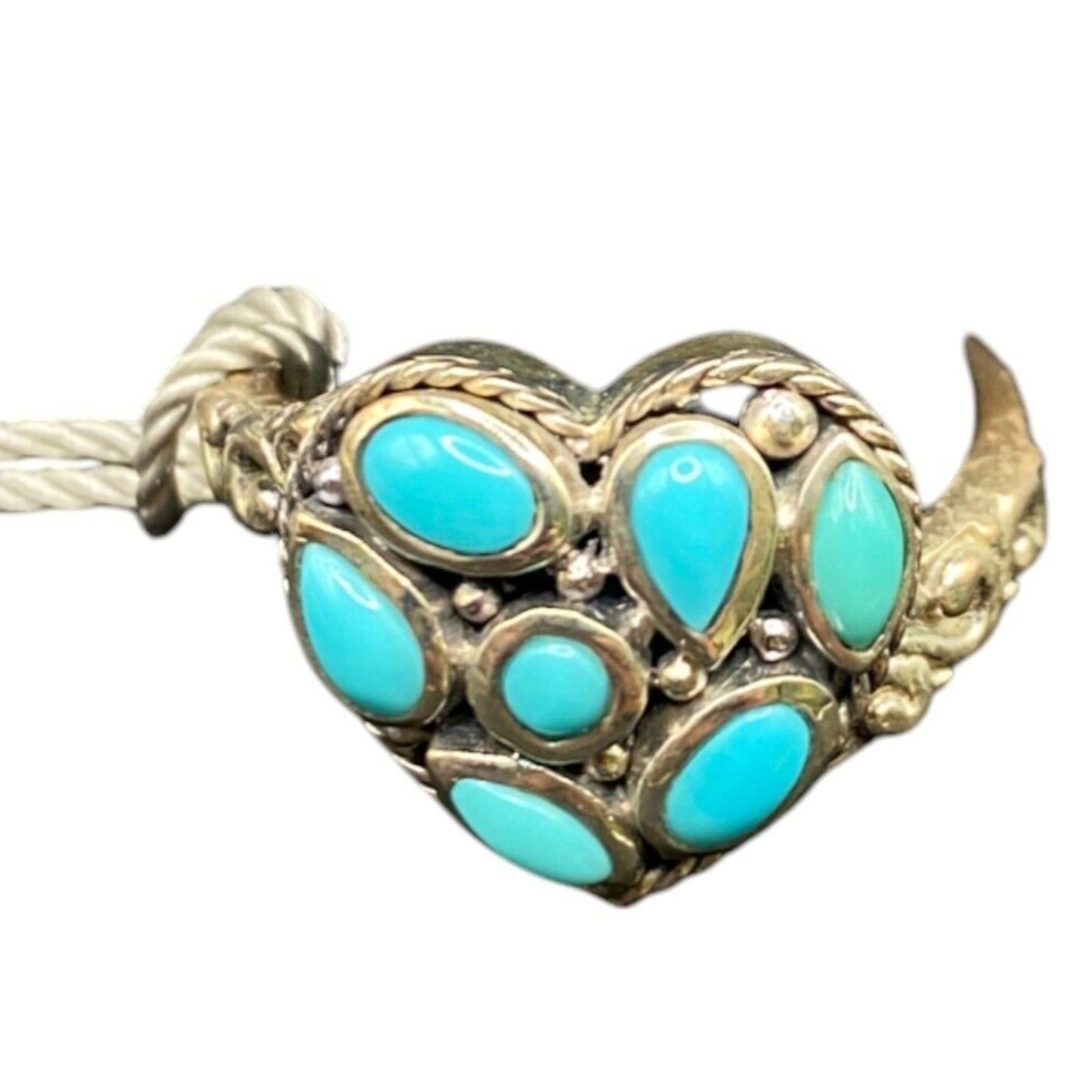 Samuel B Valentines Ring Turquoise Gemstone Heart Size 9.5 Sterling Silver