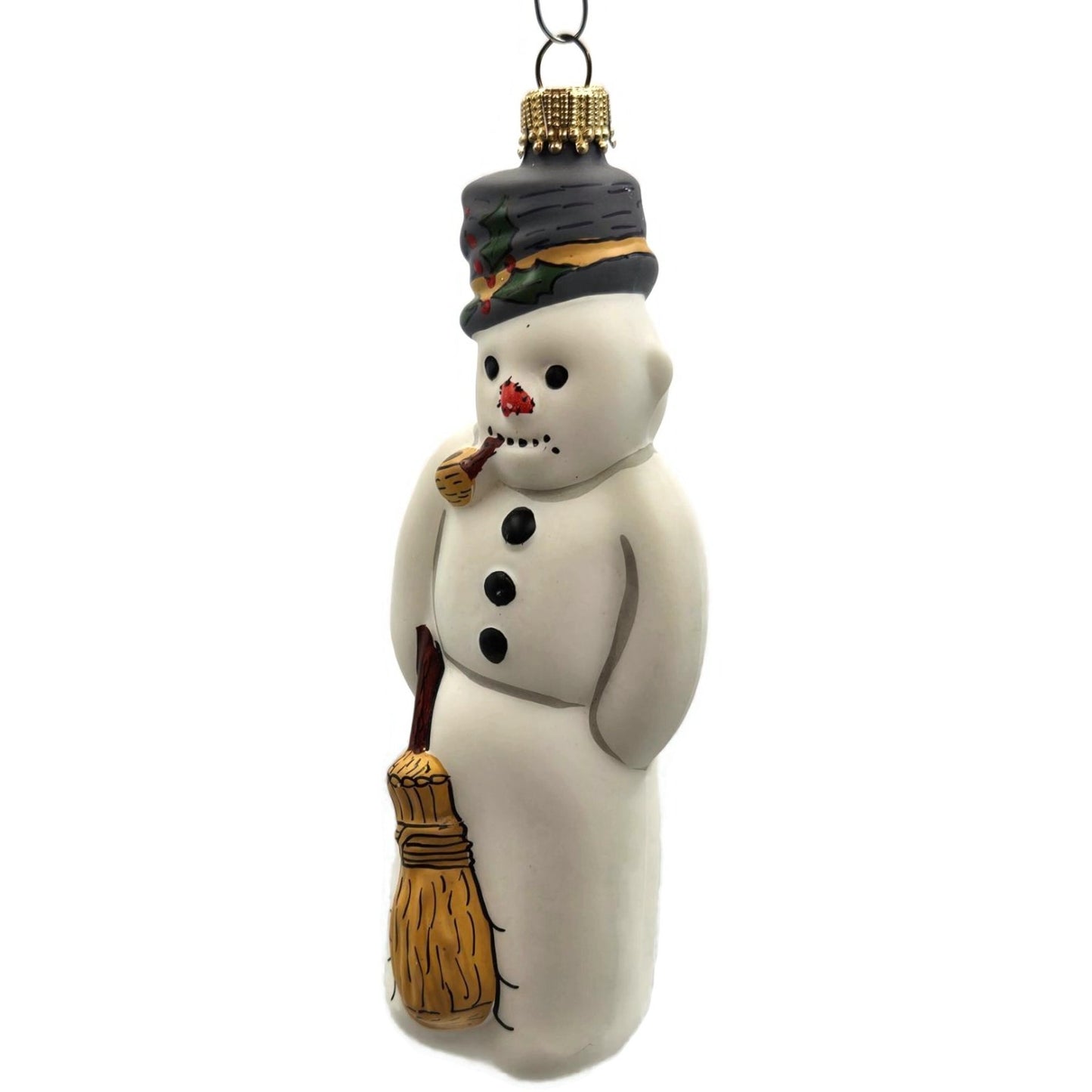 Vaillancourt Ornament Snowman with Ears Broom Chalkware Christmas Tree Decor