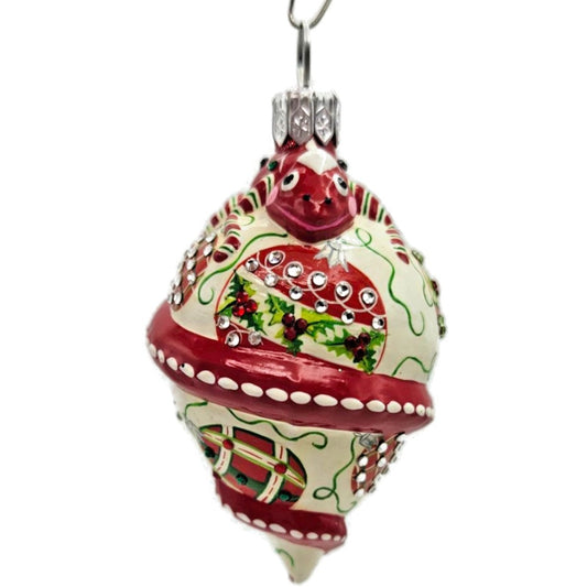 Patricia Breen Topping Chameleon Winter Striped Holly Christmas Tree Ornament