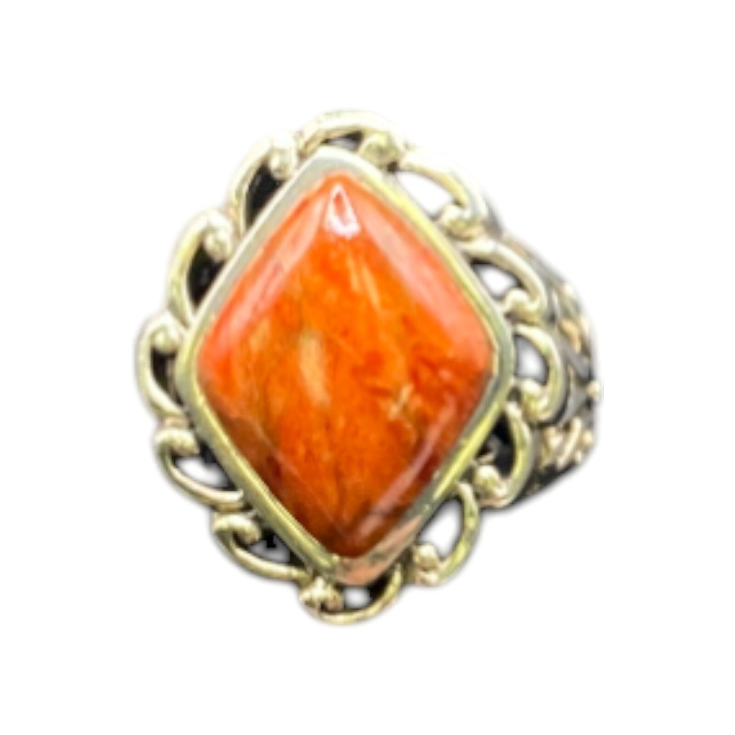 Orange Jasper Ring Gemstone 925 Sterling Silver Cocktail NK Thailand Size 8