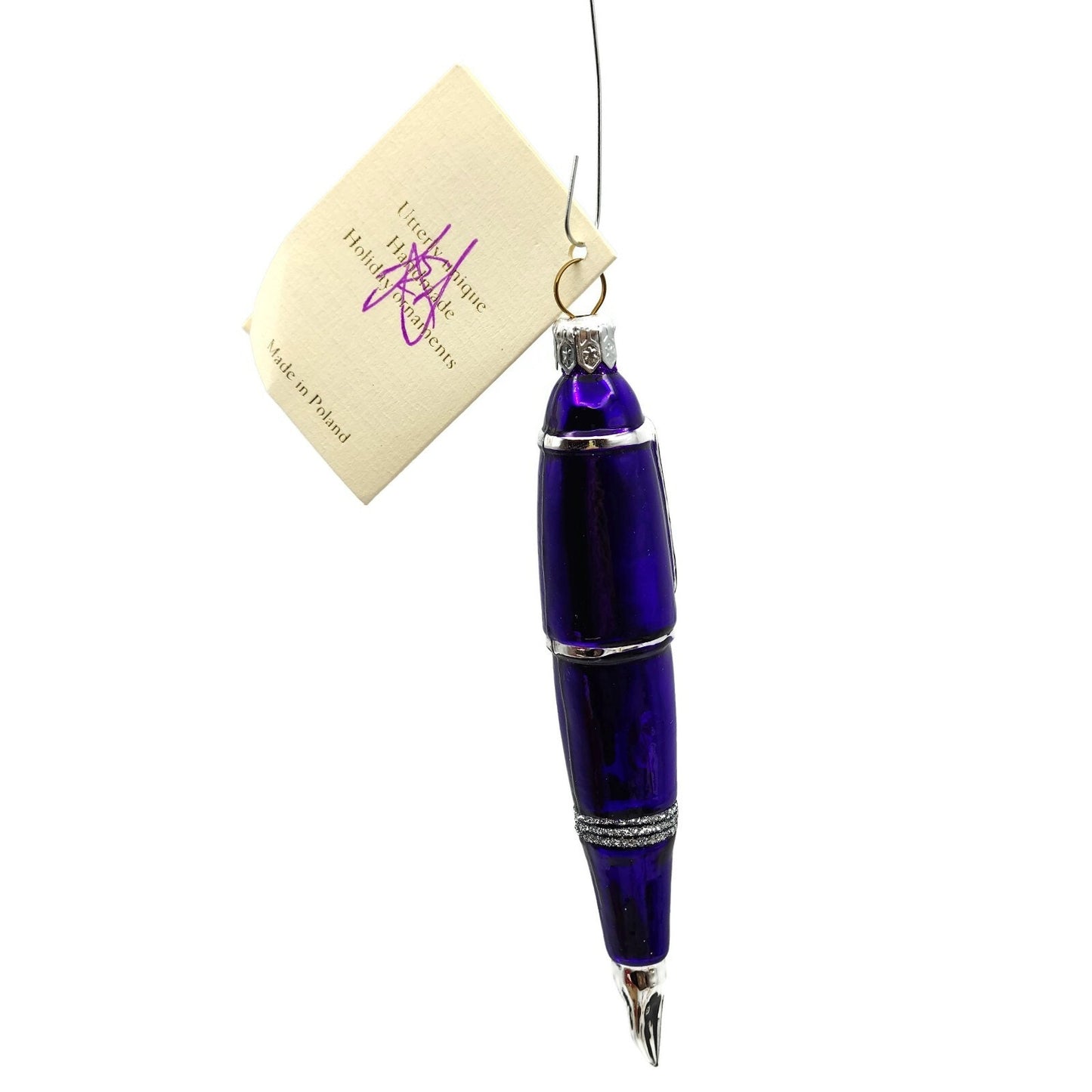 Patricia Breen Pen Purple with Silver Glittered Christmas Holiday Tree Ornament