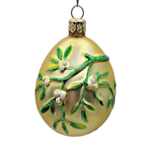 Patricia Breen Mistletoe Egg Gold Matte Heart Christmas Holiday Tree Ornament