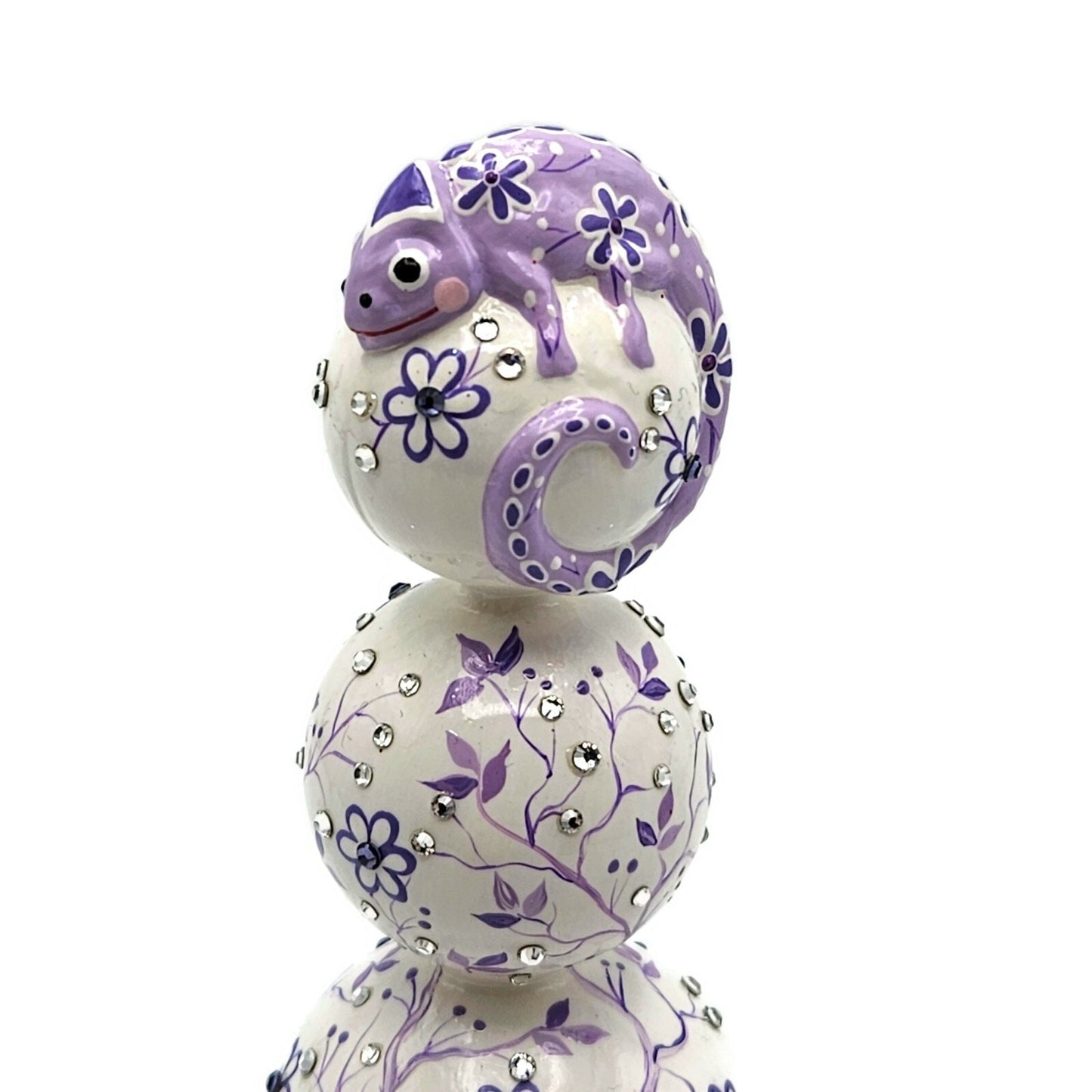 Patricia Breen Miniature Chameleon Finial Chinoiserie Lavender Tree Topper