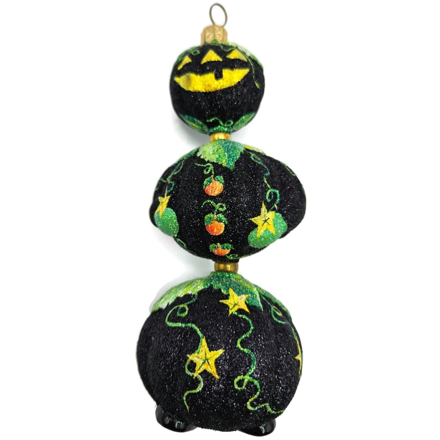 Patricia Breen Kinetic Pumpkinman Black Halloween Christmas Glittered Ornament