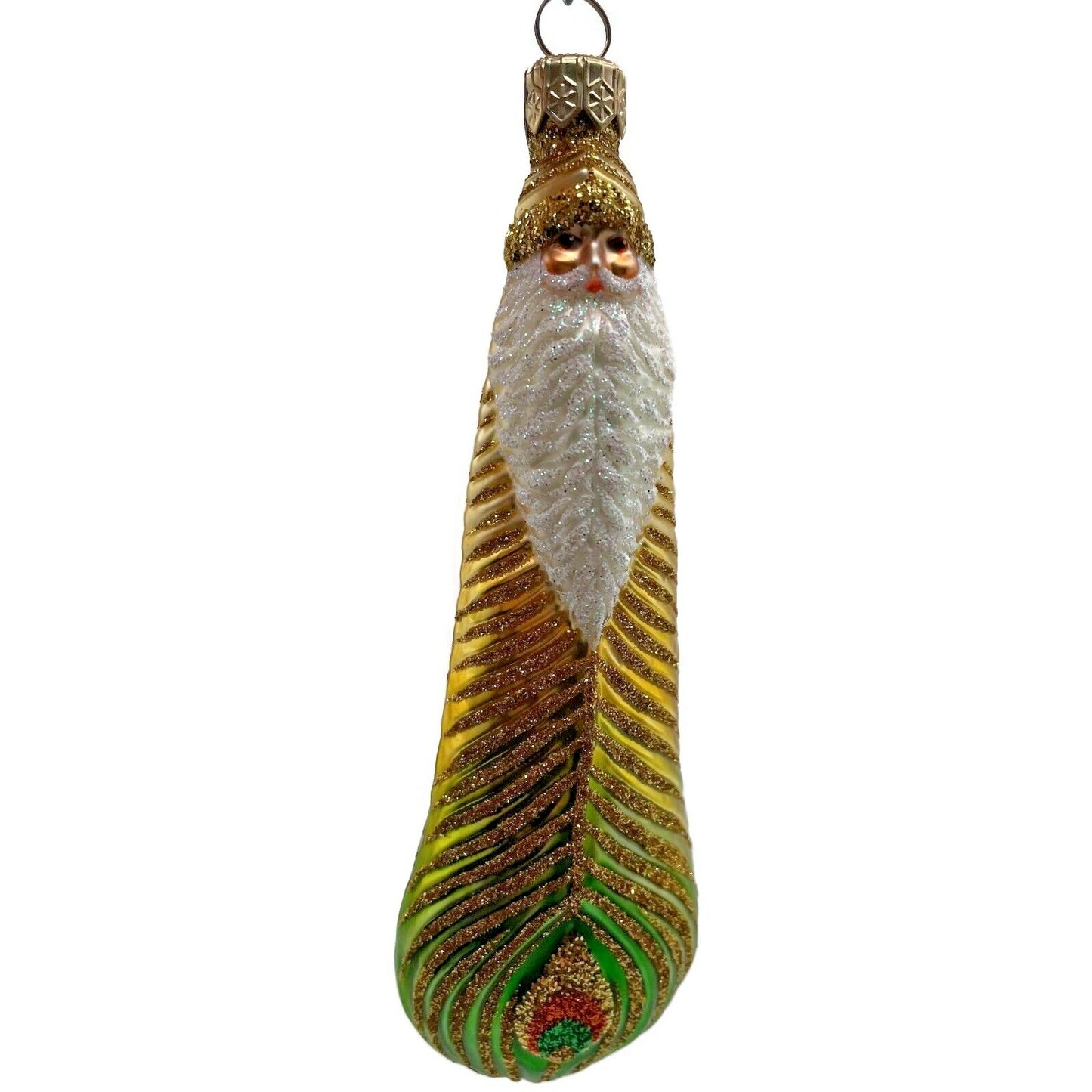 Patricia Breen Peacock Icicle Gold Green Santa Claus Christmas Tree Ornament