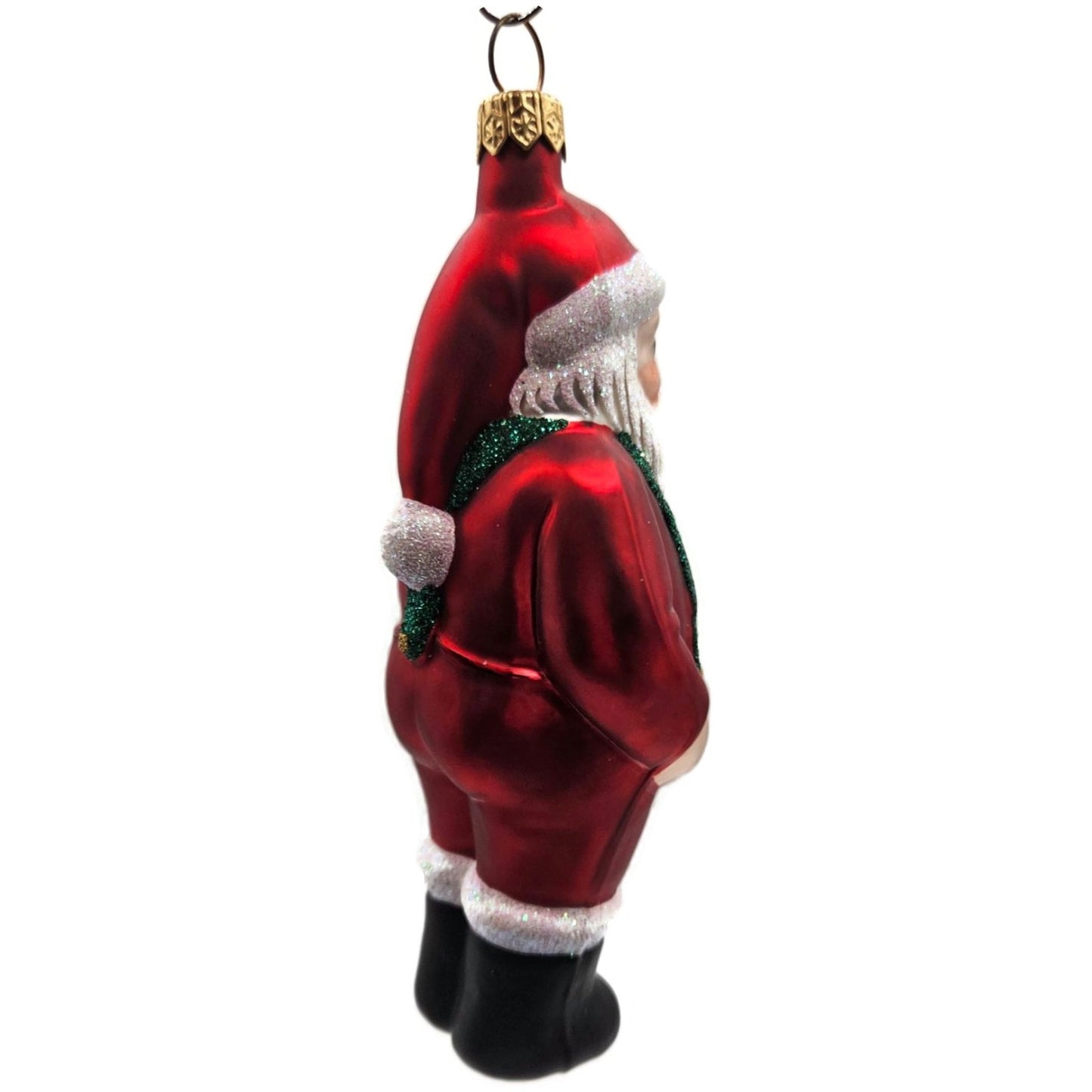 Patricia Breen Workshop Santa Red Green Glittered Suspenders Christmas Ornament