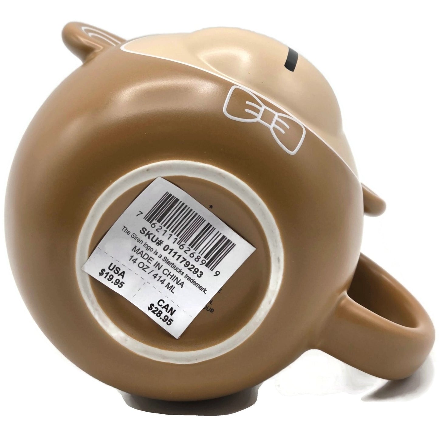 Starbucks Bear Face Coffee Mug Cup 2025 Holiday Brown Childs Ceramic 14 Oz New