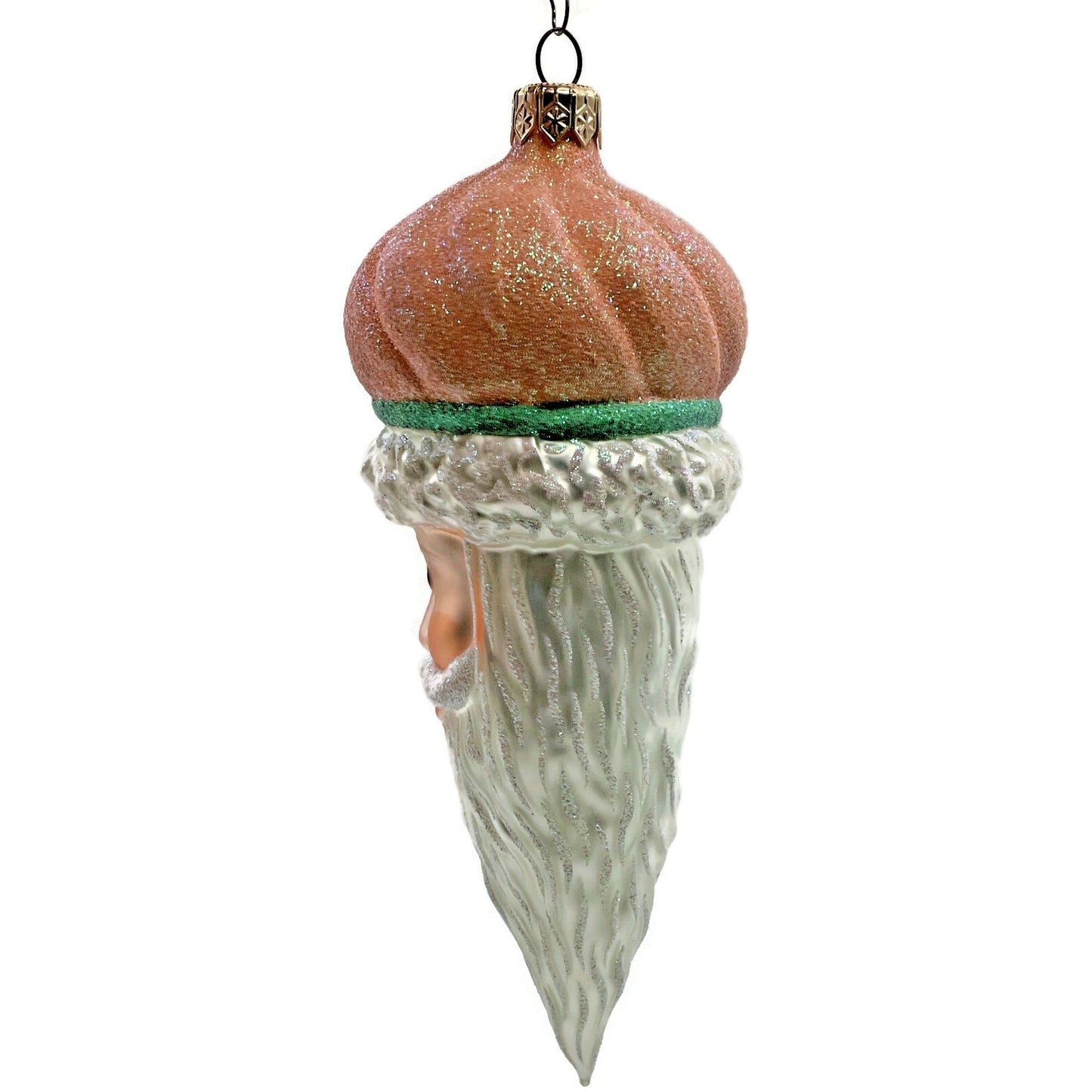 Patricia Breen Minsk Santa Claus Head Tangerine Glitter Christmas Tree Ornament