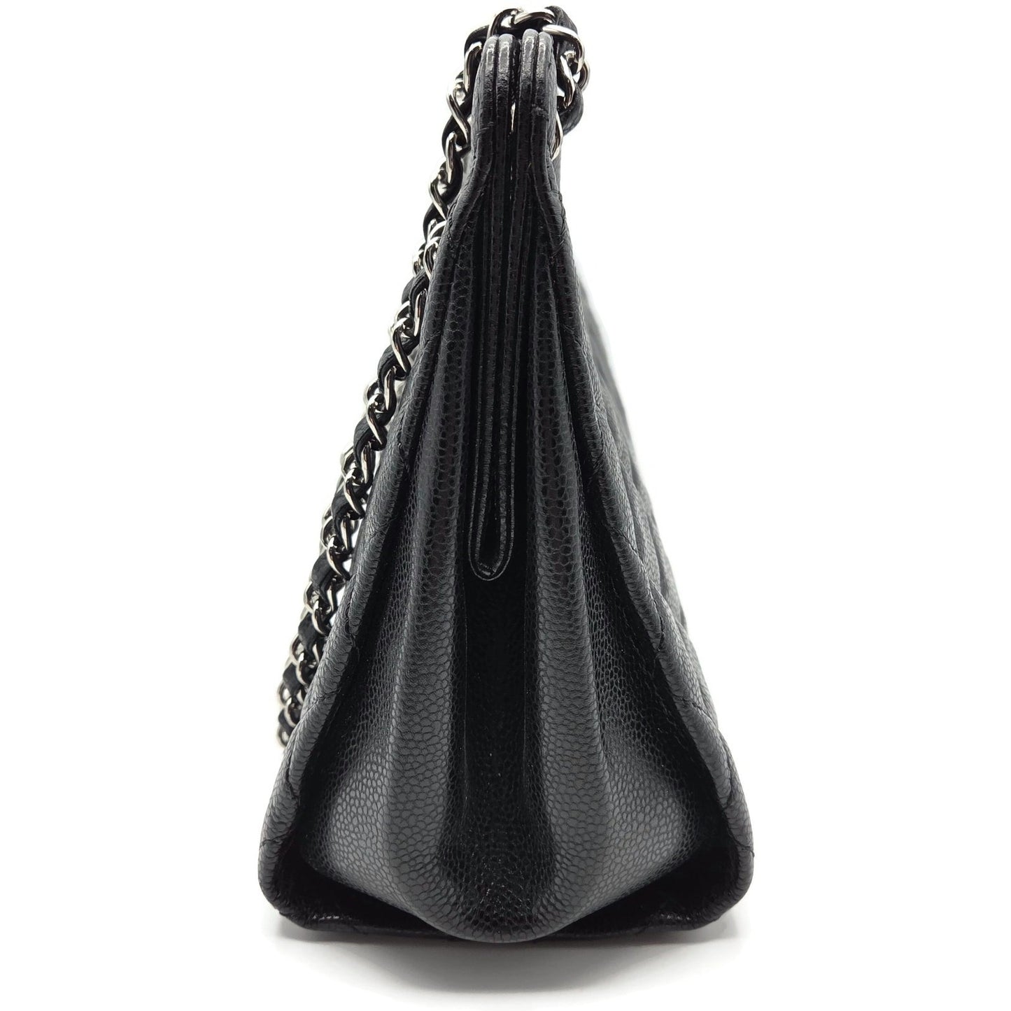 Chanel Grand Shopping Tote Handbag Black Caviar Leather Silver Hardware 13C GST