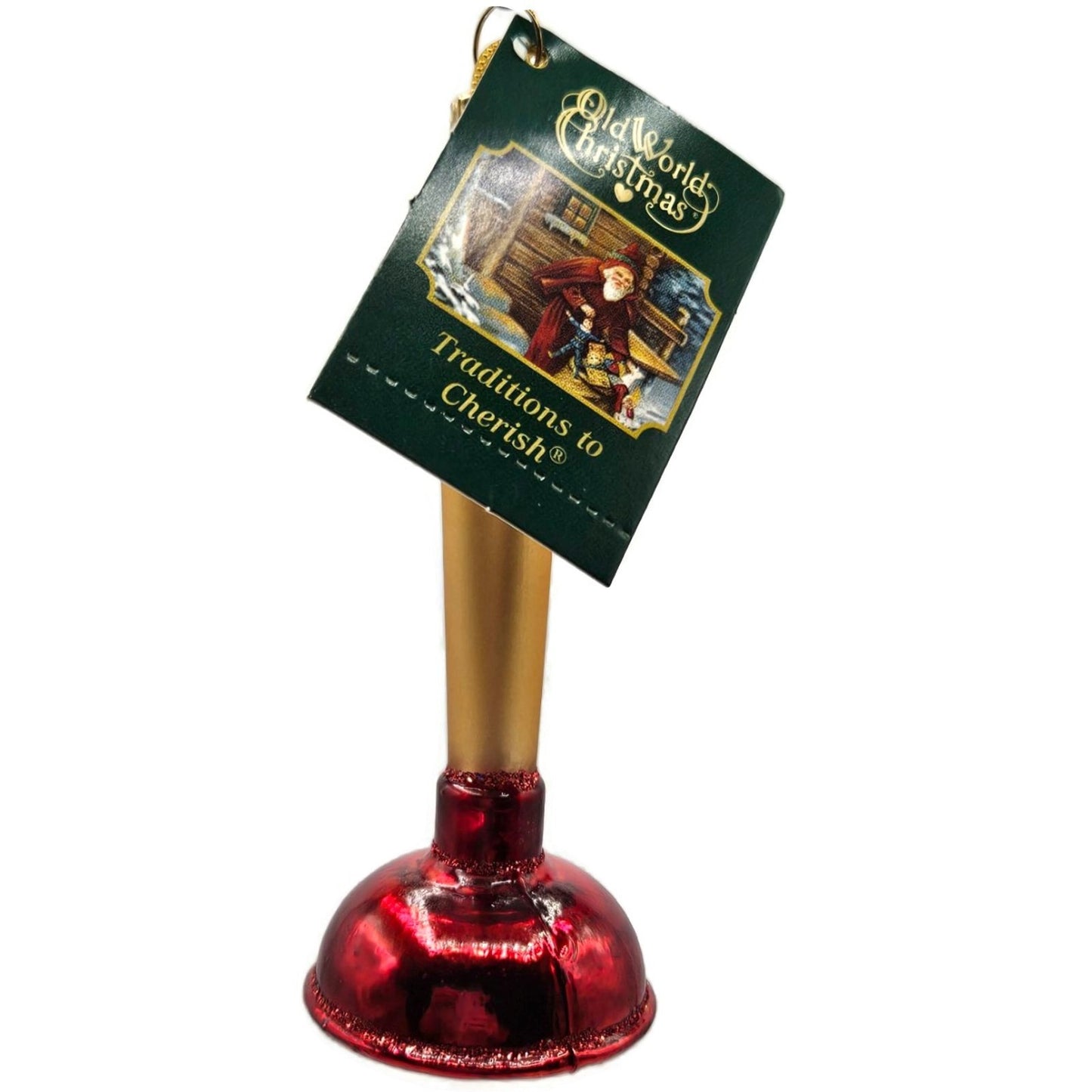 Toilet Plunger Plumbing Tool OWC Old World Christmas Holiday Tree Ornament Glass