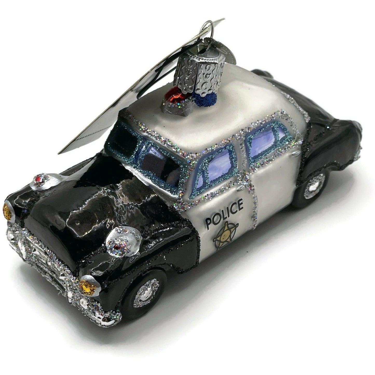 Police Car Ornament OWC Black White Old World Christmas Holiday Tree Decoration