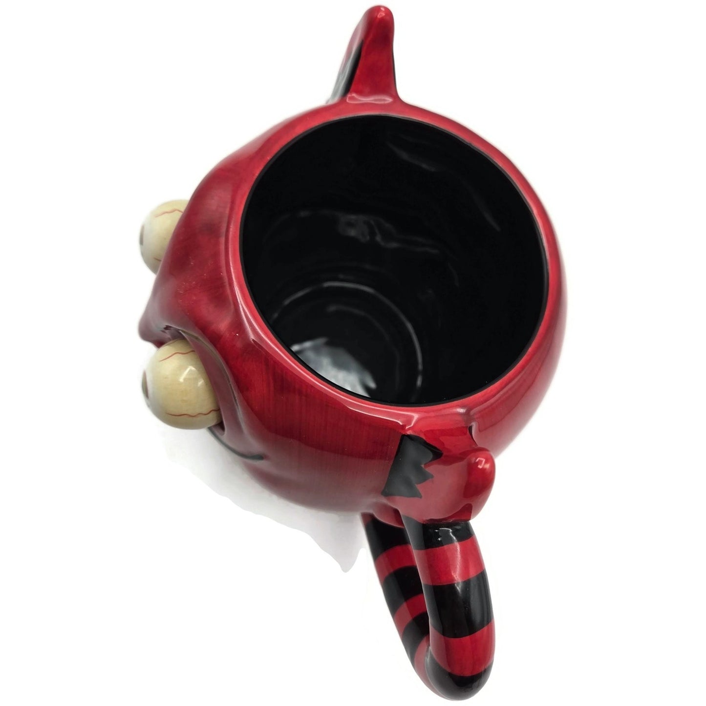 Dept 56 Googly Eye Devil Mug Coffee Cup Red Black 3D Eyeballs Halloween Retired