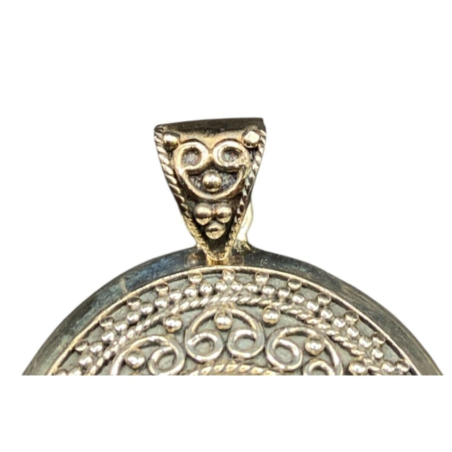 Blue Quartz Gemstone Pendant Oval Cabochon 925 Sterling Silver Filigree BJC