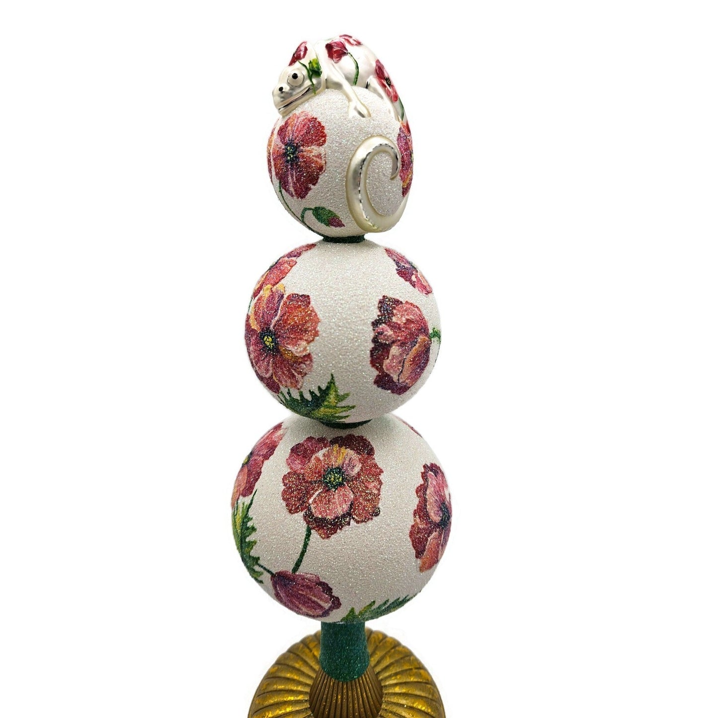 Patricia Breen Chameleon Finial Poppies Spring Christmas Holiday Tree Topper