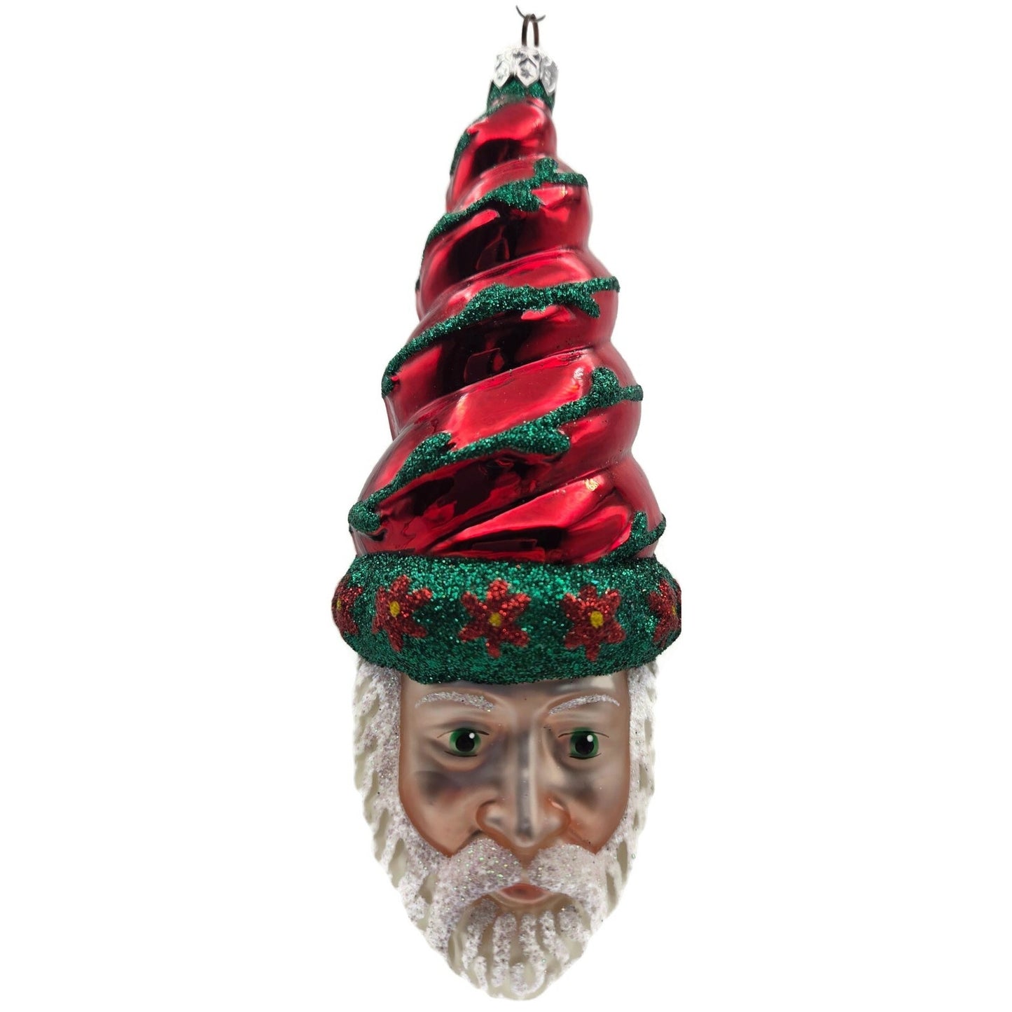 Patricia Breen Goslar Santa Claus Red Shiny Poinsettia Spring Christmas Ornament