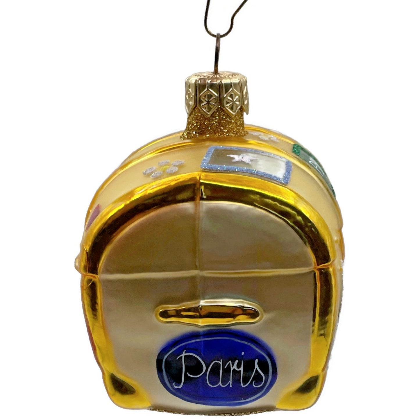 Patricia Breen Bon Voyage Gold Palm Beach Travel Trunk Christmas Tree Ornament