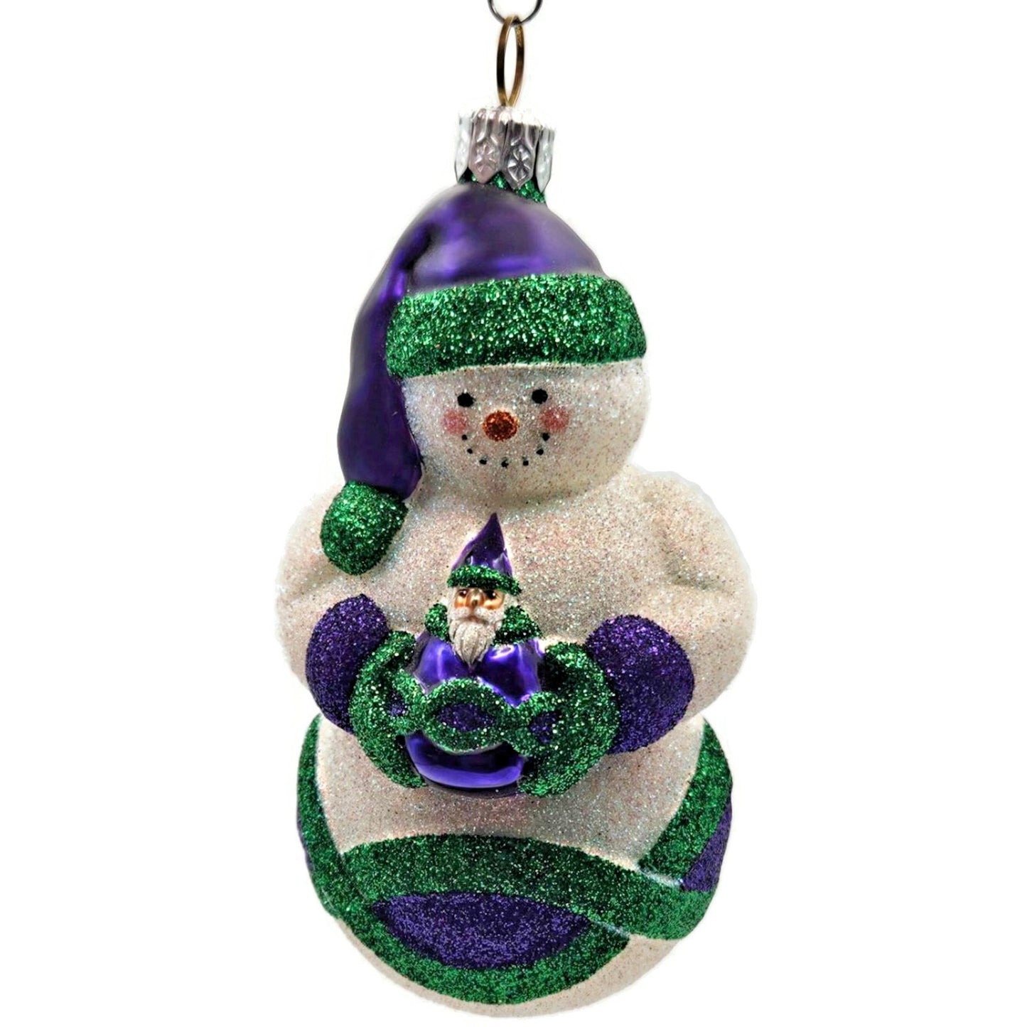 Patricia Breen Faberge Snowman Purple Green Winter Christmas Tree Ornament