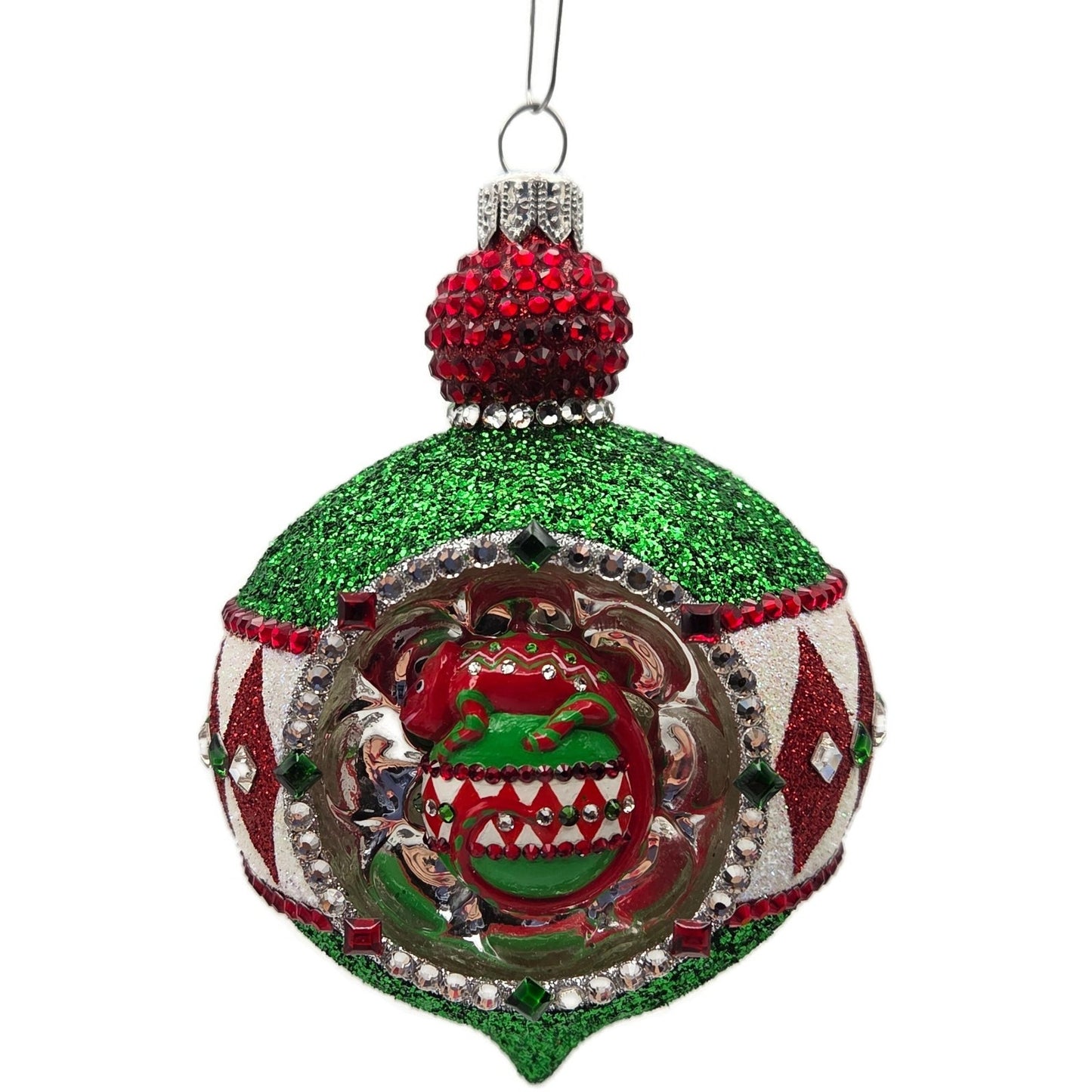 Patricia Breen Anniversary Reflector Green Glitter Chameleon Christmas Ornament
