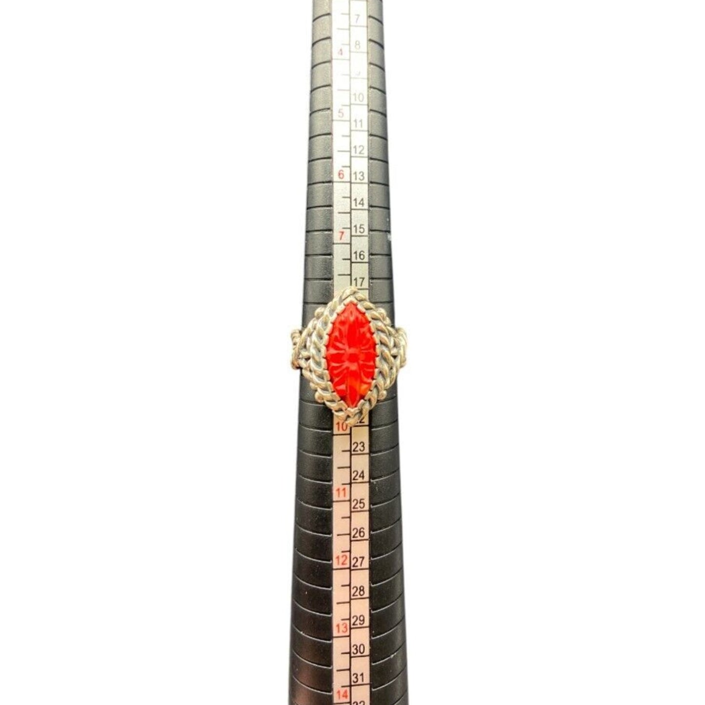 Carolyn Pollack Ring 925 Sterling Silver Red Coral Southwestern Carved Size 9