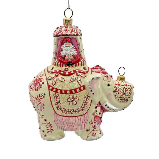 Patricia Breen Majestic Santa Chinoiserie Red Elephant Christmas Tree Ornament