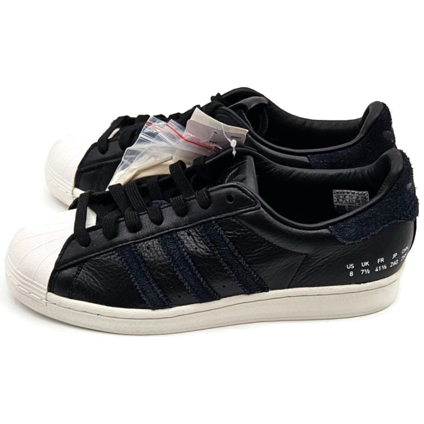 Adidas Superstar Black Leather Shoes Ladies Size 8 Shell Toe FY0071 Extra laces