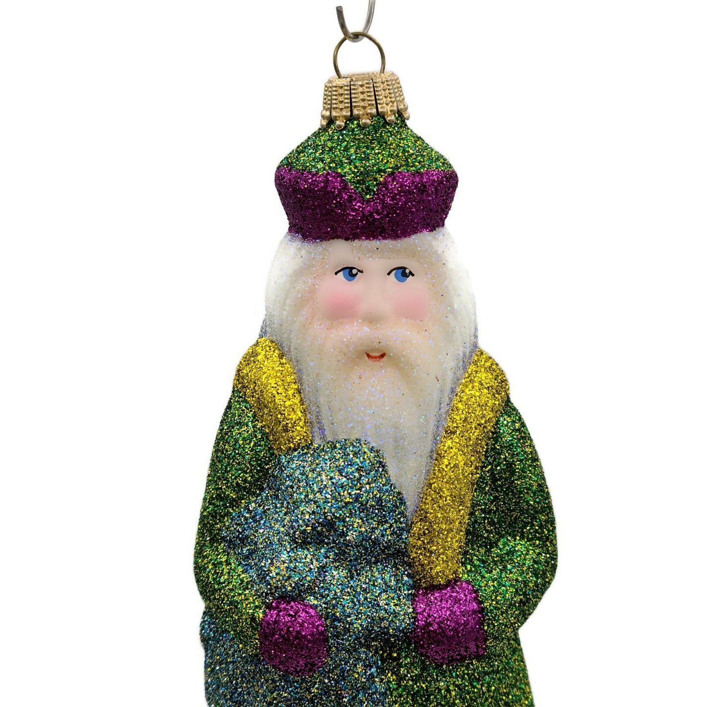 Larry Fraga Chartreuse Sparkler Santa Glitter Series Christmas Tree Ornament