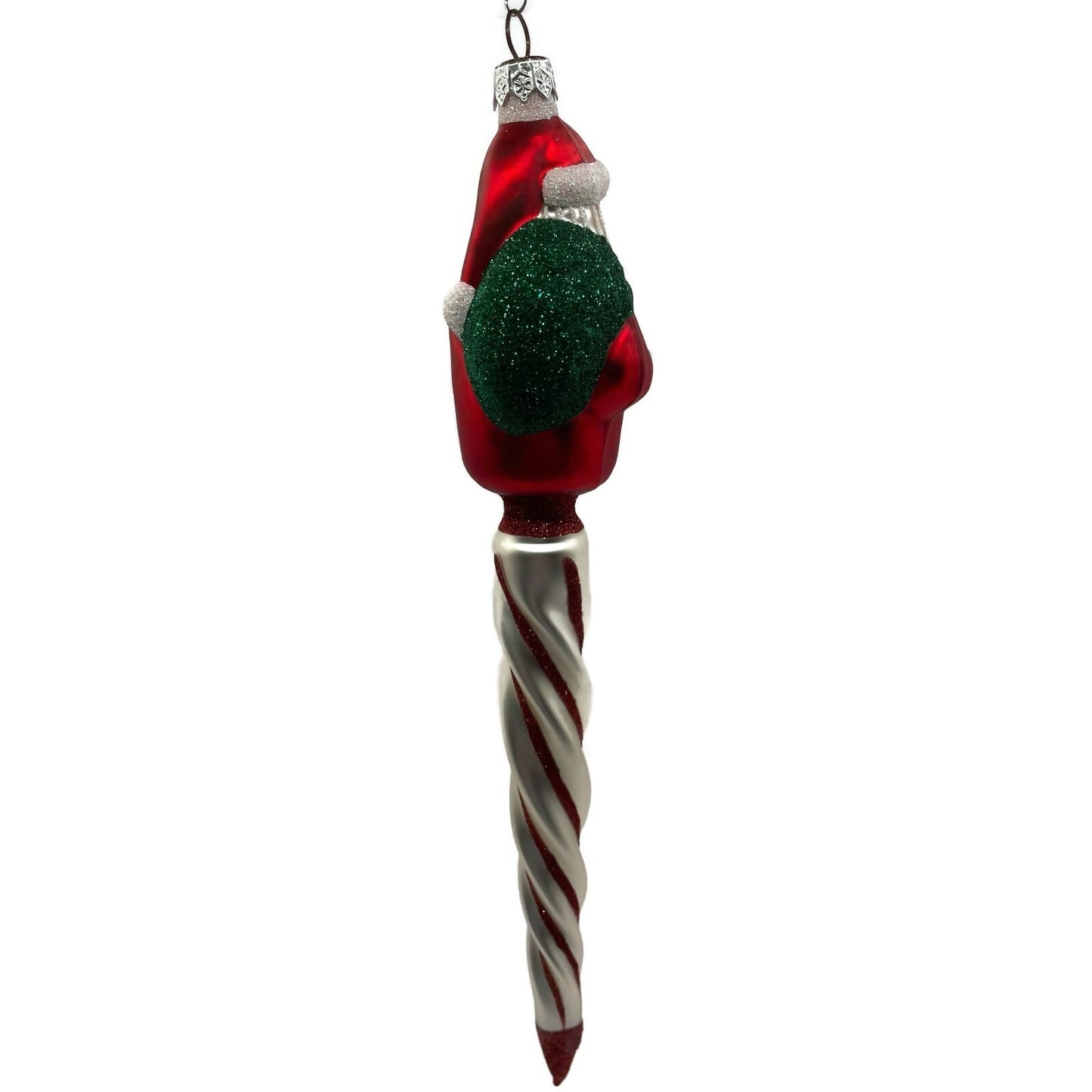 Patricia Breen Spiraling Santa Claus Red Stripes Icicle Christmas Tree Ornament
