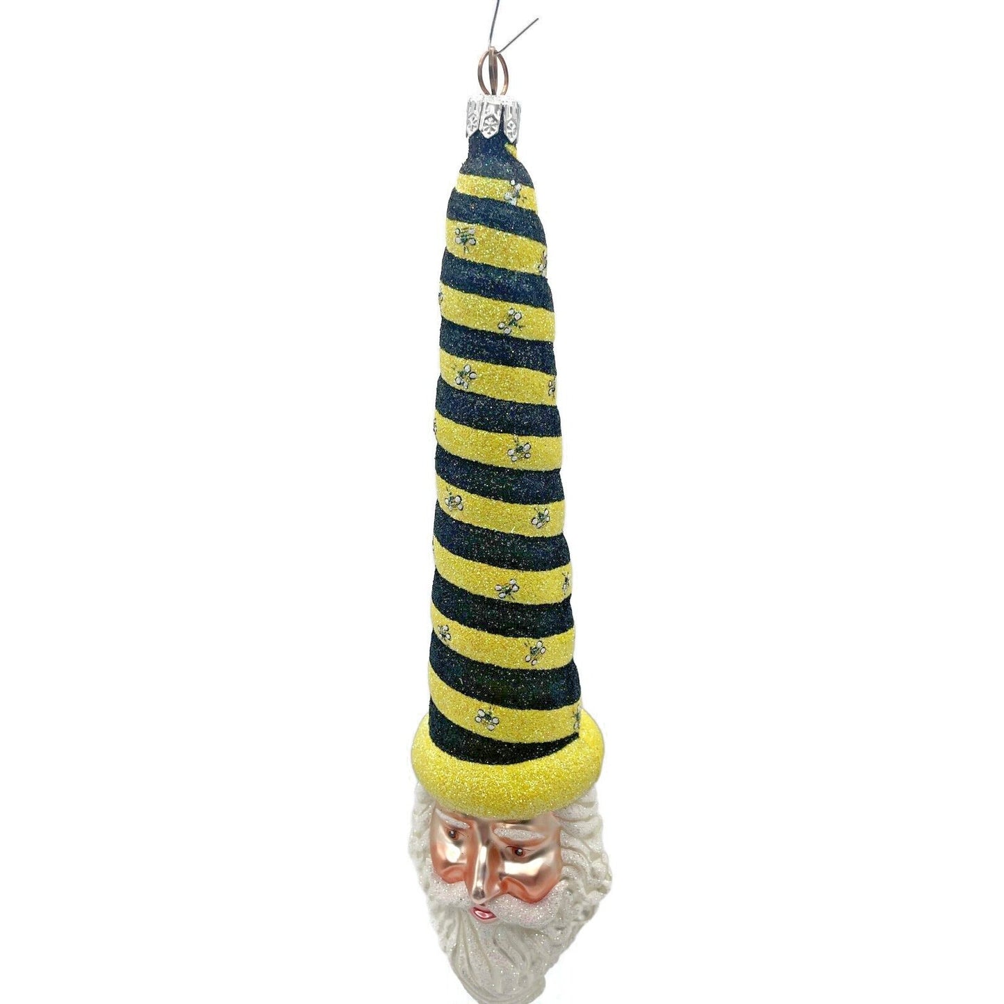 Patricia Breen Sucre Santa Bees Yellow Striped Spring Holiday Tree Ornament
